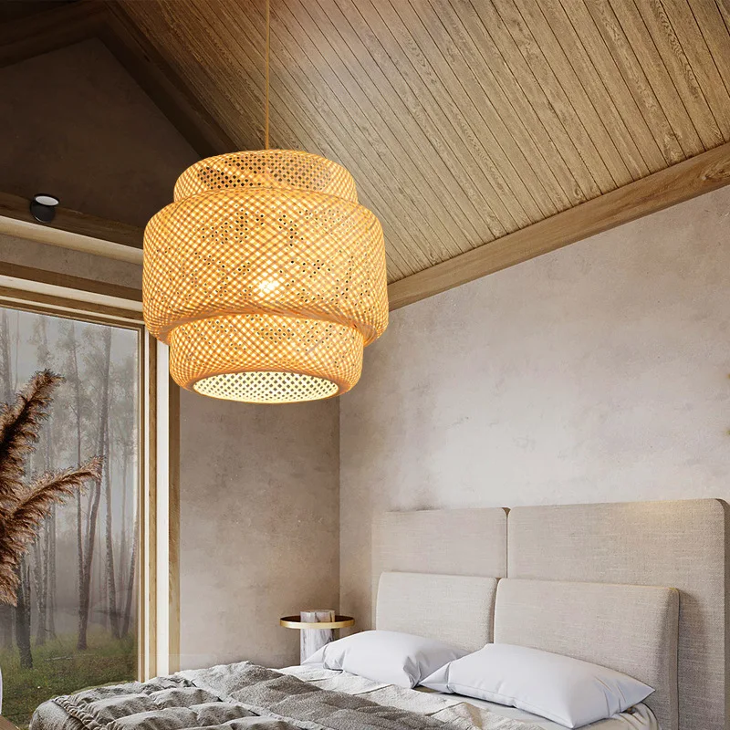 Handwoven Chinese Bamboo Pendant Lamp – Woven Hanging Light for Restaurant & Home - Image 2