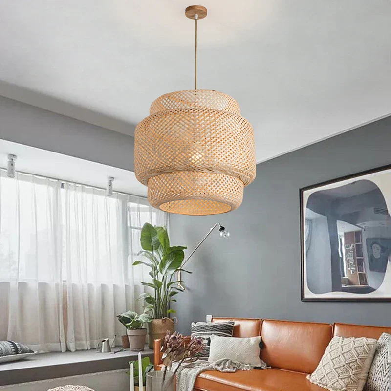 Handwoven Chinese Bamboo Pendant Lamp – Woven Hanging Light for Restaurant & Home - Image 3