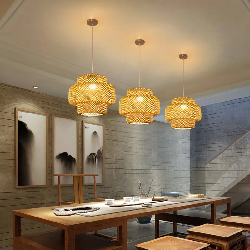 Handwoven Chinese Bamboo Pendant Lamp – Woven Hanging Light for Restaurant & Home - Image 4