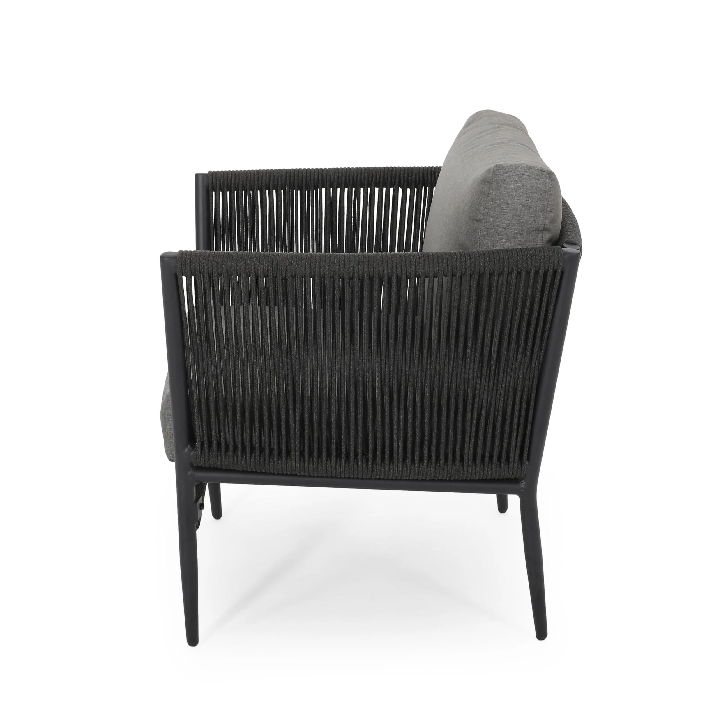 Hanford Modern Club Chair with Woven Rope Design in Grey - Image 10