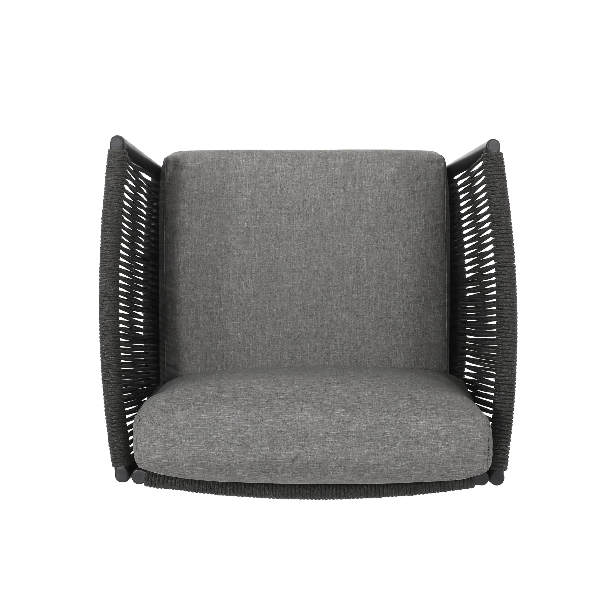 Hanford Modern Club Chair with Woven Rope Design in Grey - Image 11