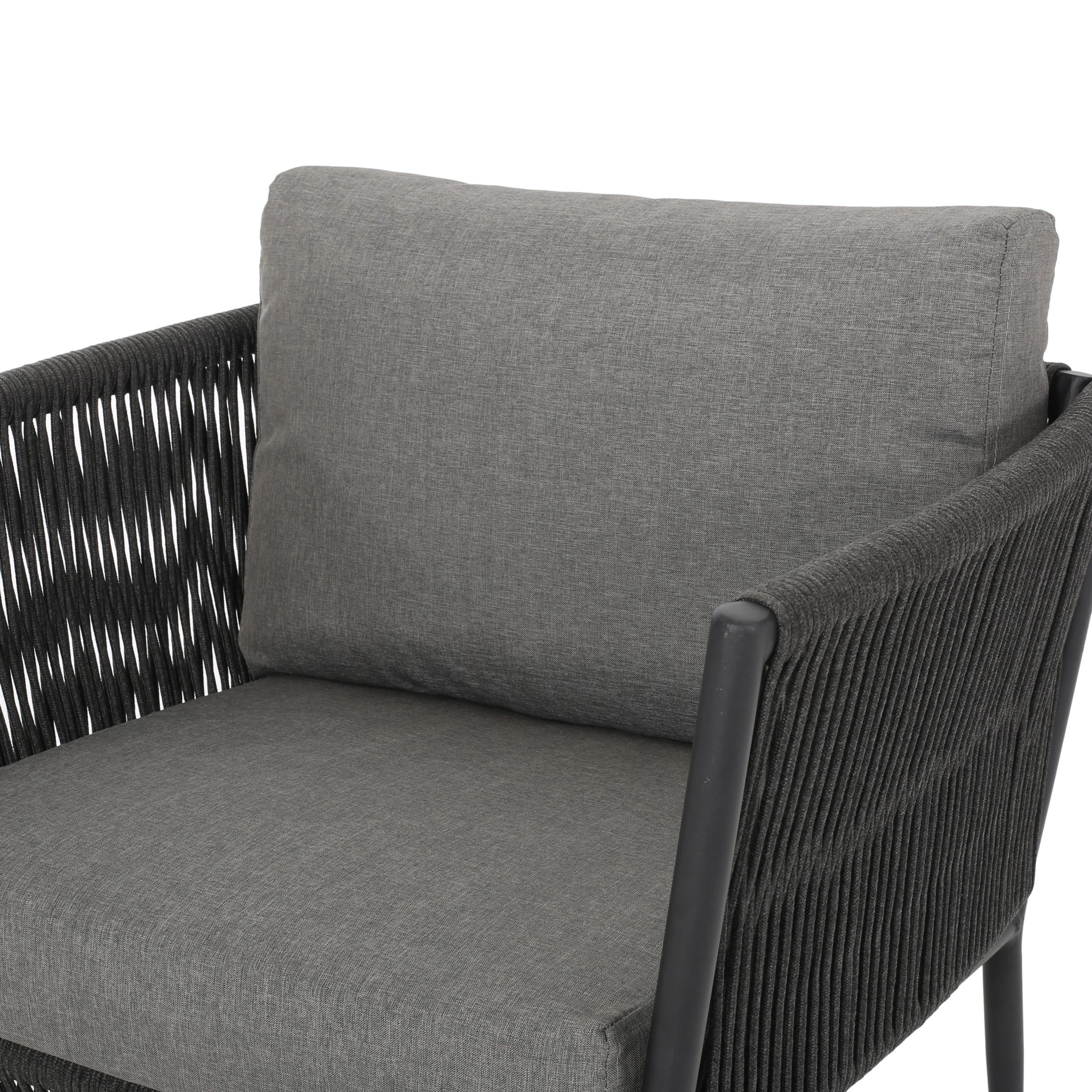 Hanford Modern Club Chair with Woven Rope Design in Grey - Image 13