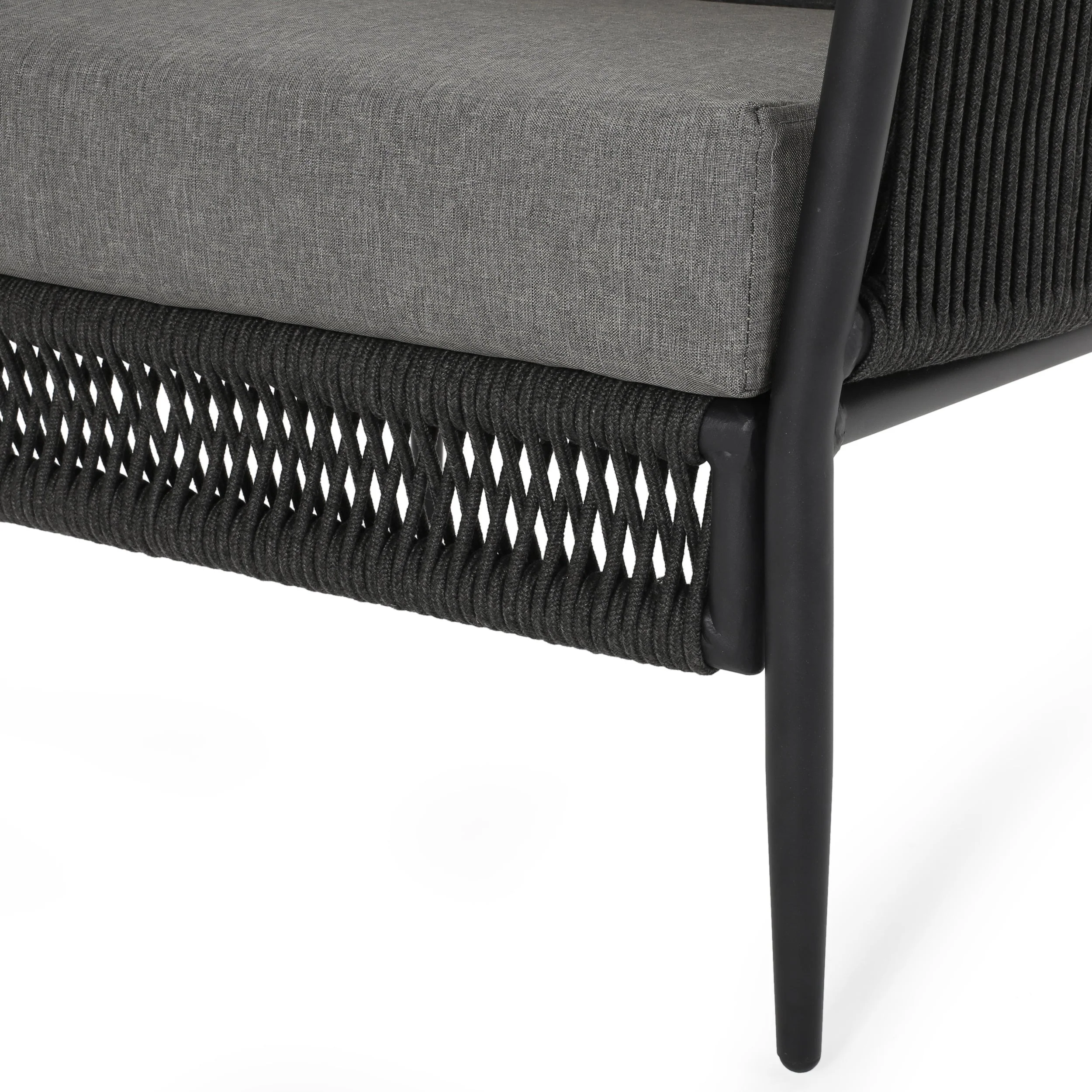 Hanford Modern Club Chair with Woven Rope Design in Grey - Image 15