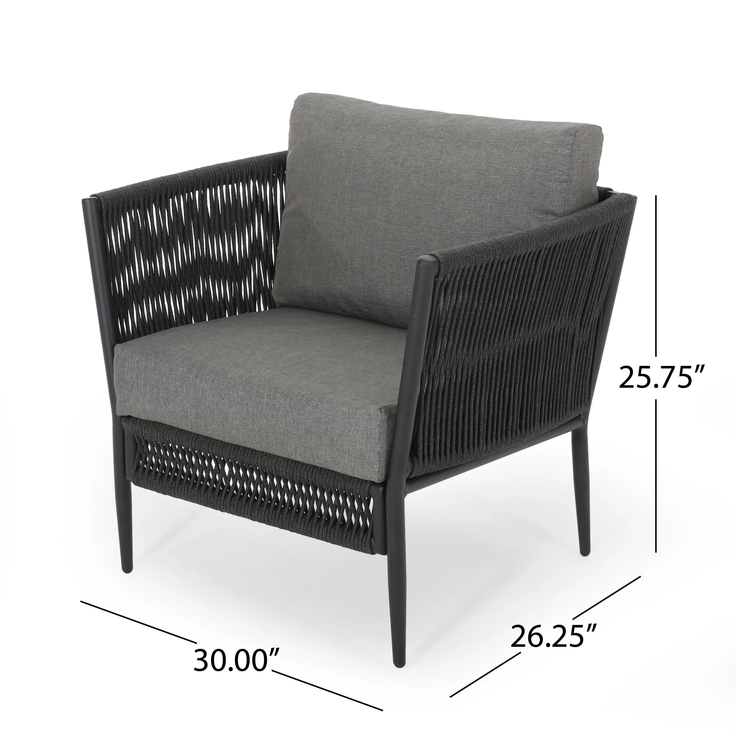 Hanford Modern Club Chair with Woven Rope Design in Grey - Image 3