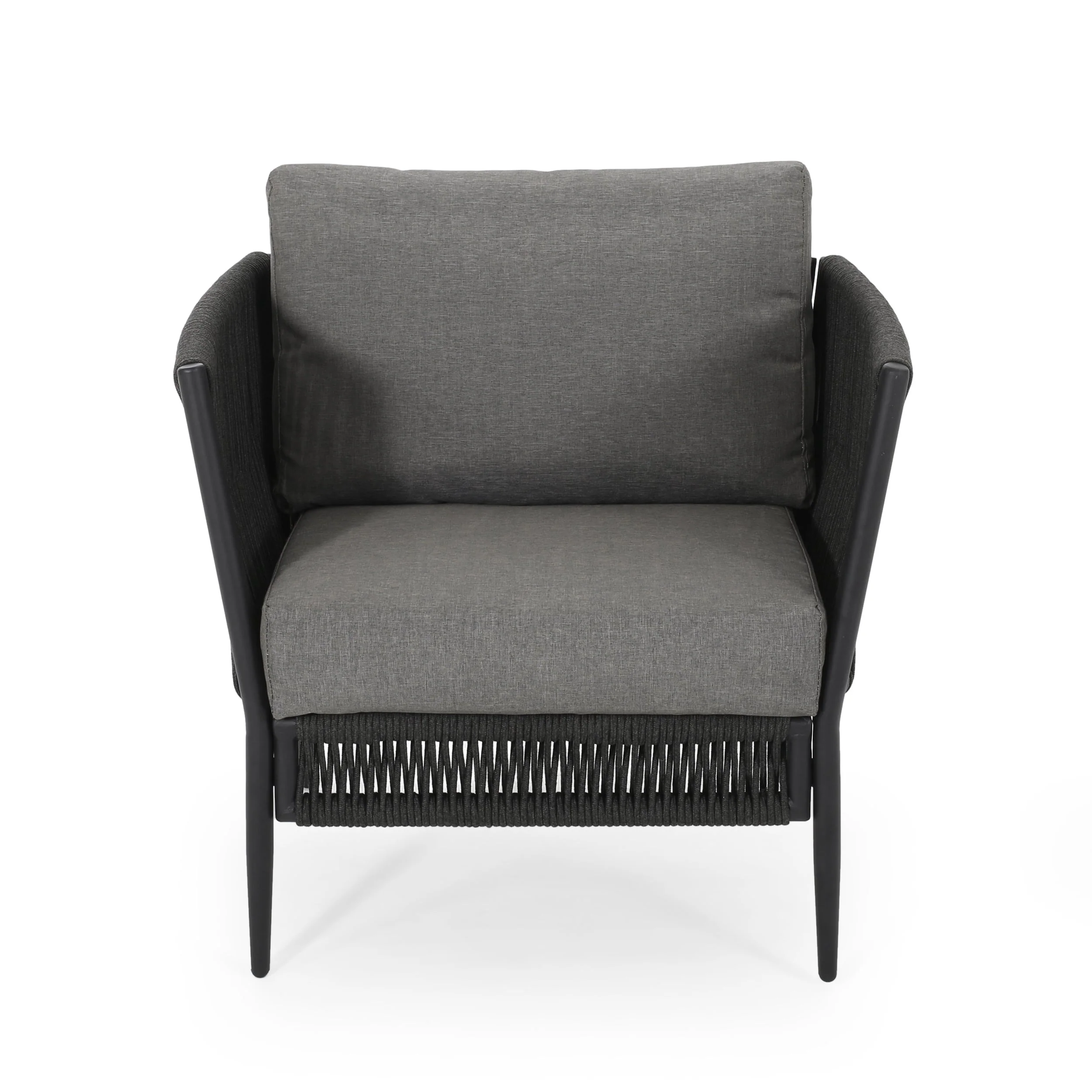 Hanford Modern Club Chair with Woven Rope Design in Grey - Image 7