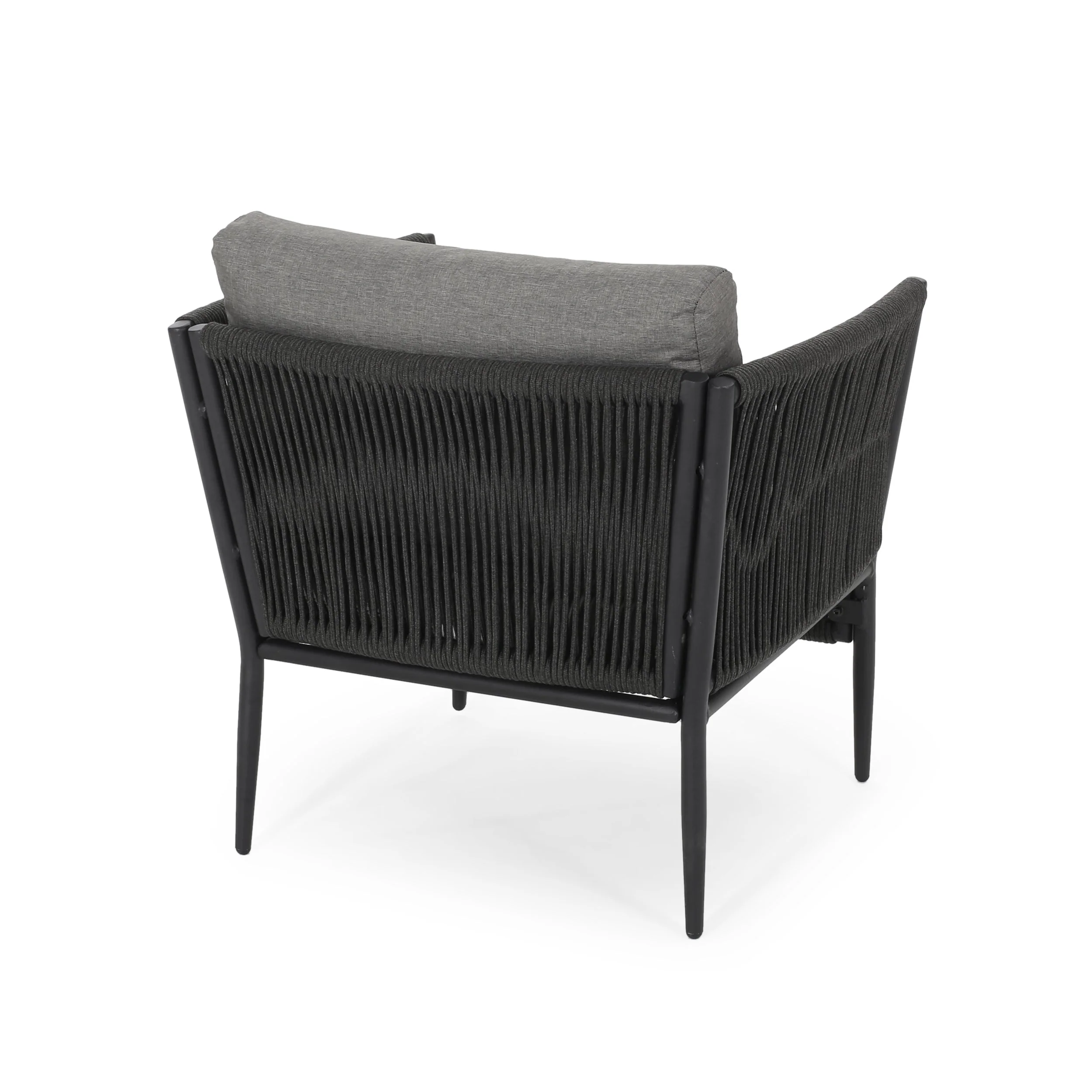 Hanford Modern Club Chair with Woven Rope Design in Grey - Image 9