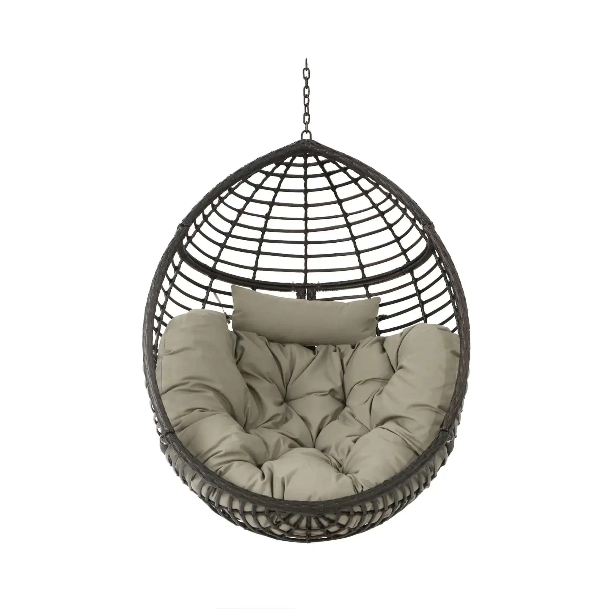 Hanging Basket Chair With Metal Frame And Seat Cushion - Image 2