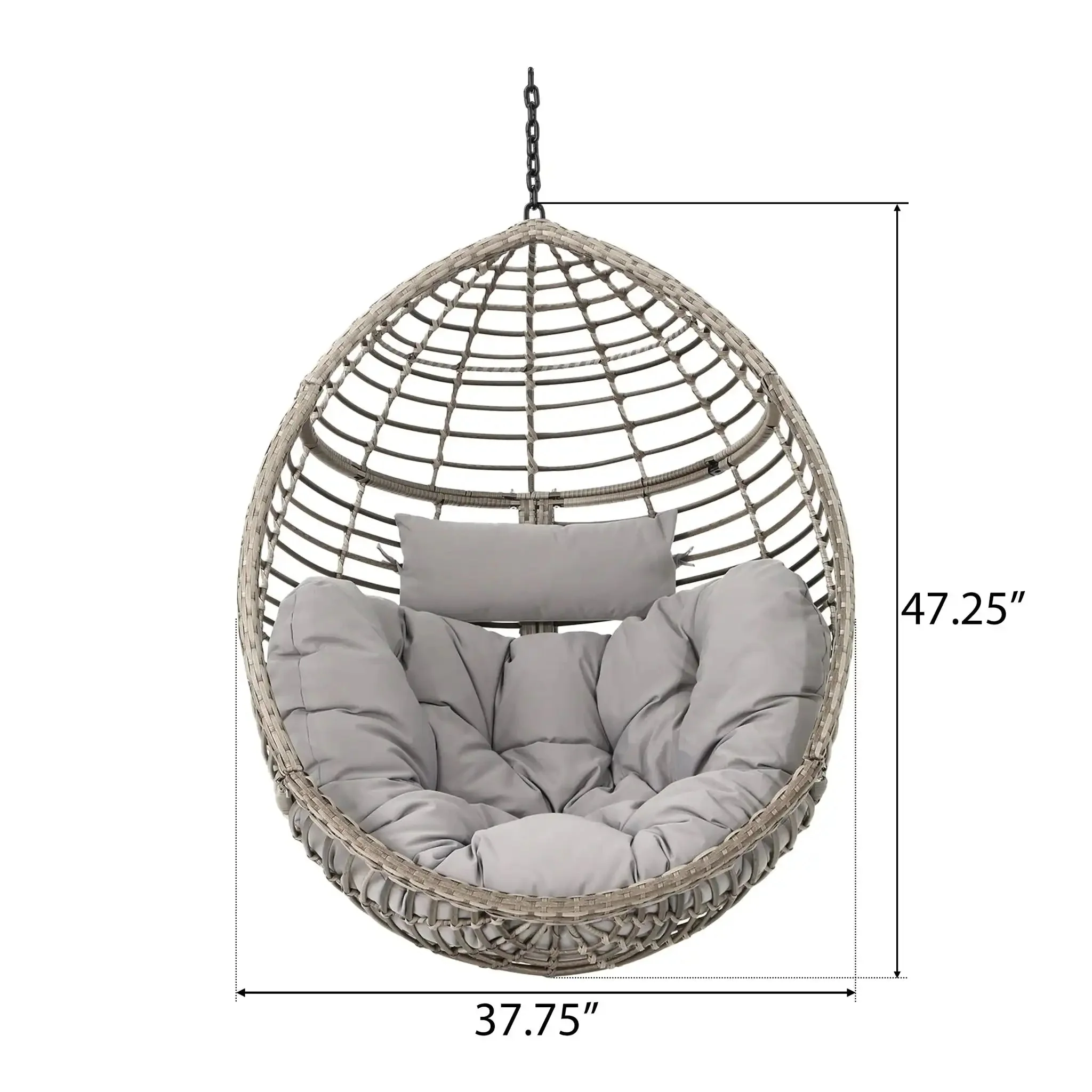 Hanging Basket Chair With Metal Frame And Seat Cushion - Image 7