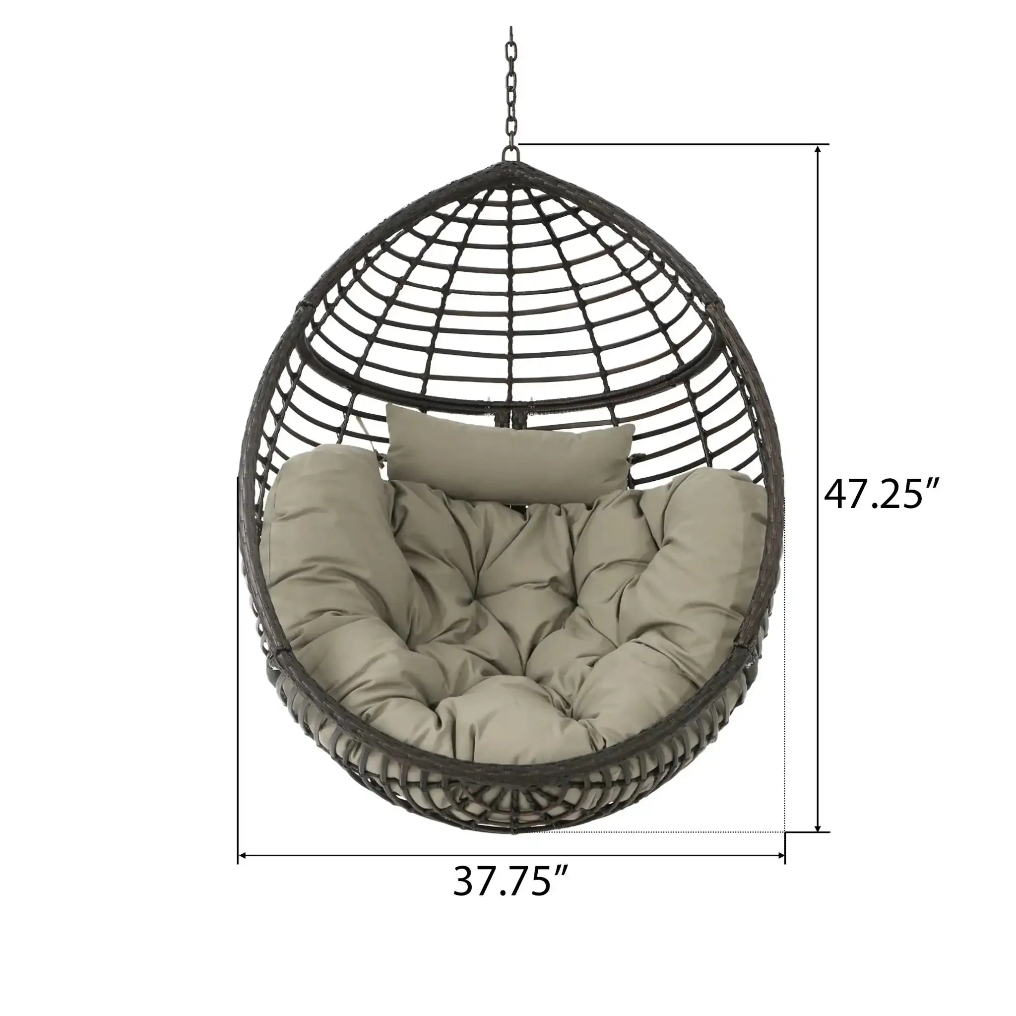 Hanging Basket Chair With Metal Frame And Seat Cushion - Image 8