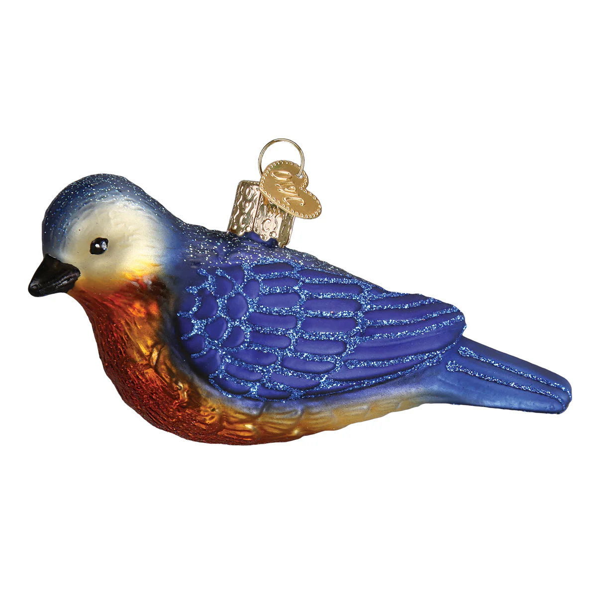 Hanging Western Bluebird Blown Glass Ornament - Image 3