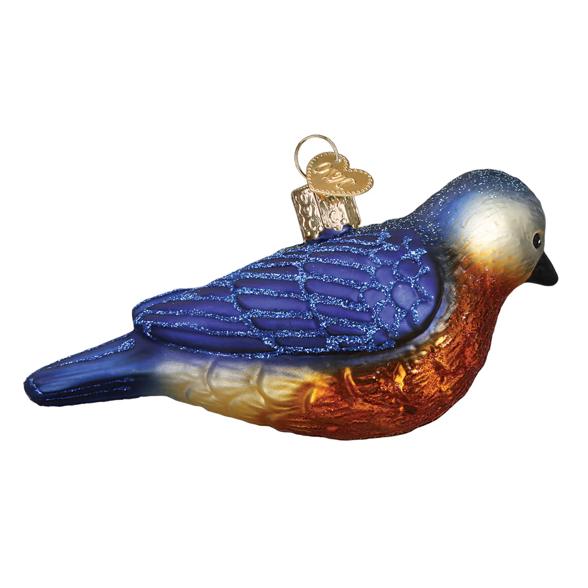 Hanging Western Bluebird Blown Glass Ornament - Image 4