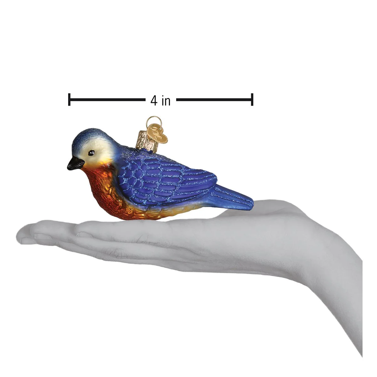 Hanging Western Bluebird Blown Glass Ornament - Image 6