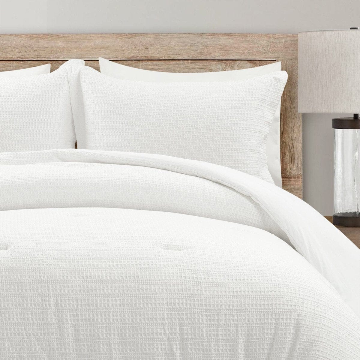 Haniya Solid Waffle Woven Cotton Textured Comforter Set - Image 2
