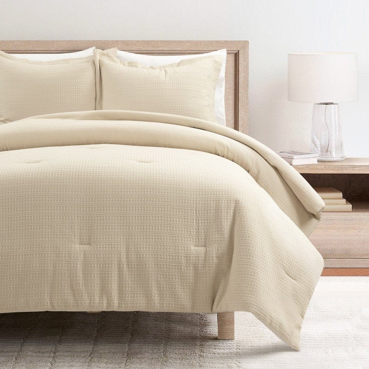 Haniya Solid Waffle Woven Cotton Textured Comforter Set - Image 21