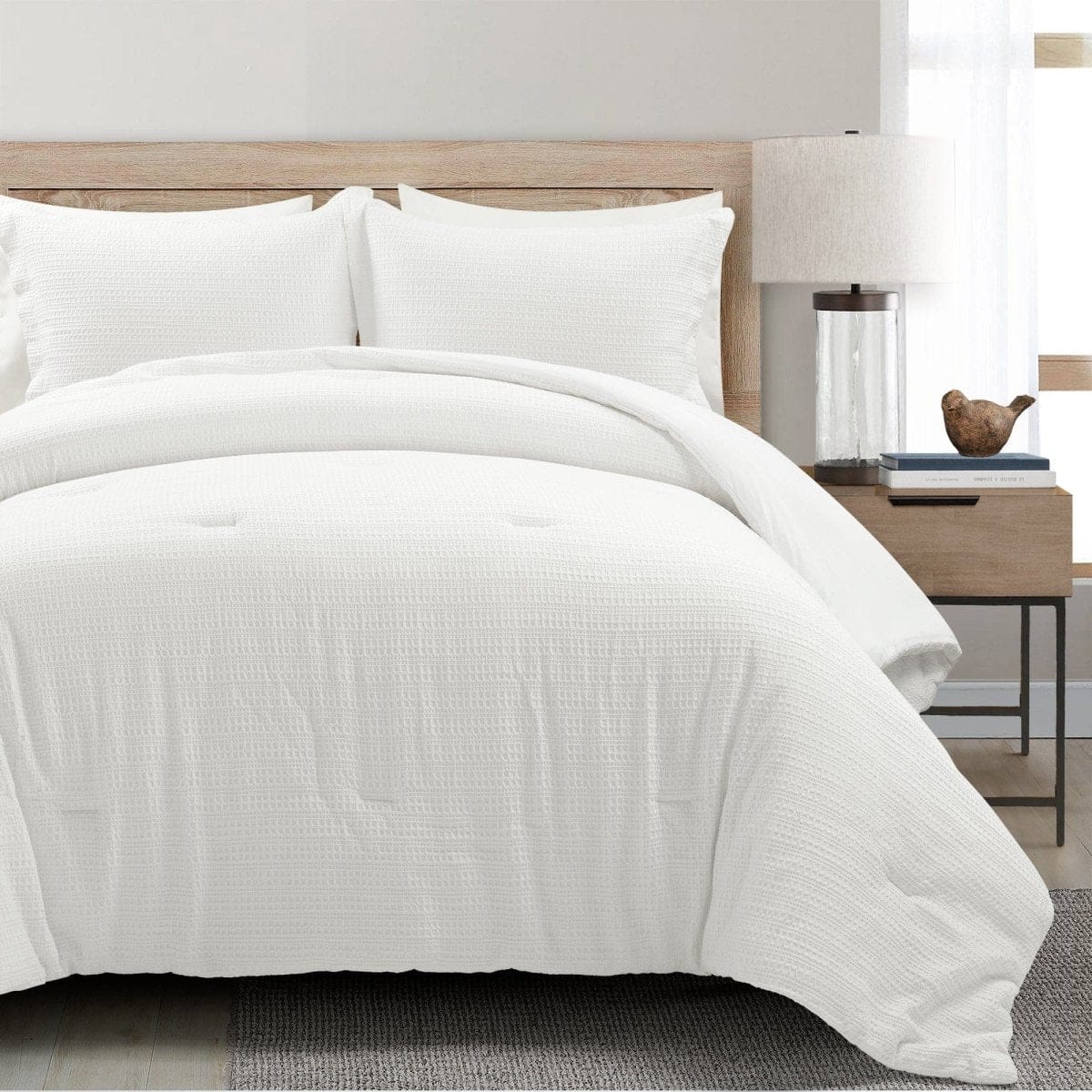 Haniya Solid Waffle Woven Cotton Textured Comforter Set - Image 9