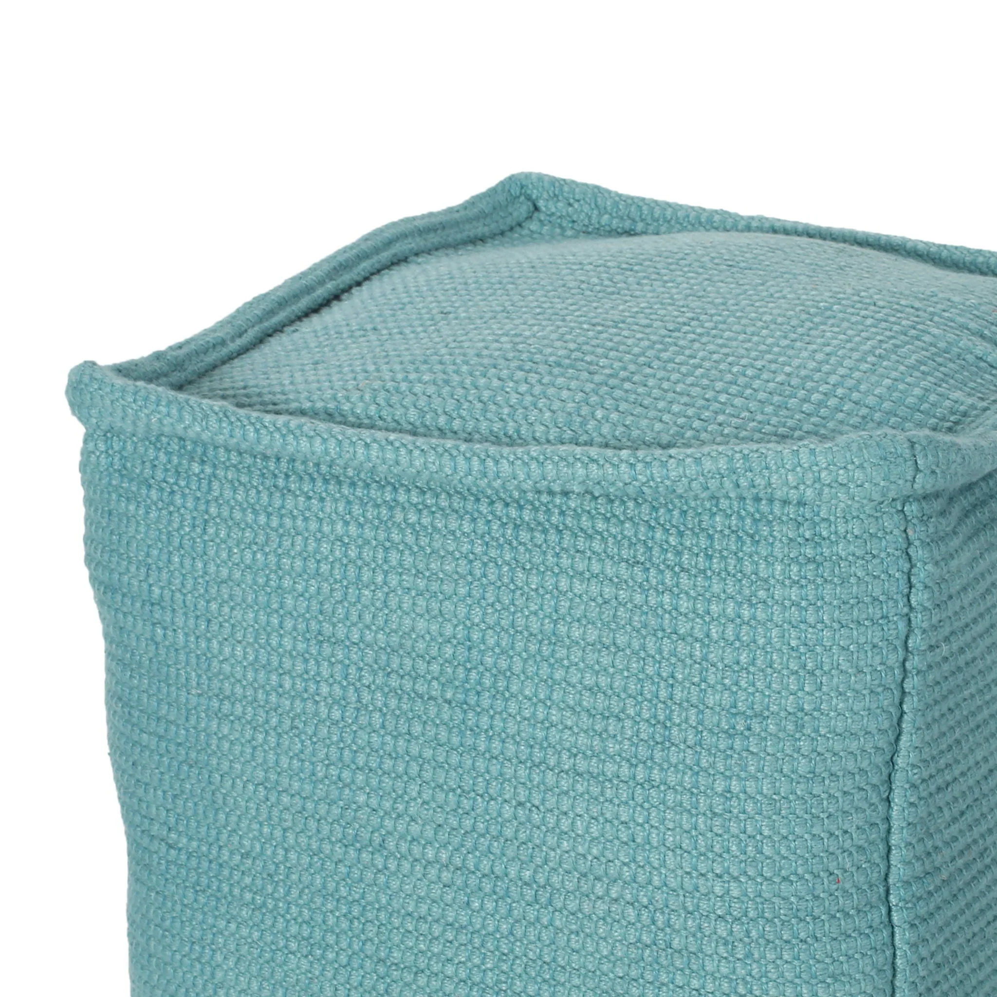 Hansolo Yarn Square Pouf Ottoman Or Floor Cushion - Teal - Image 2