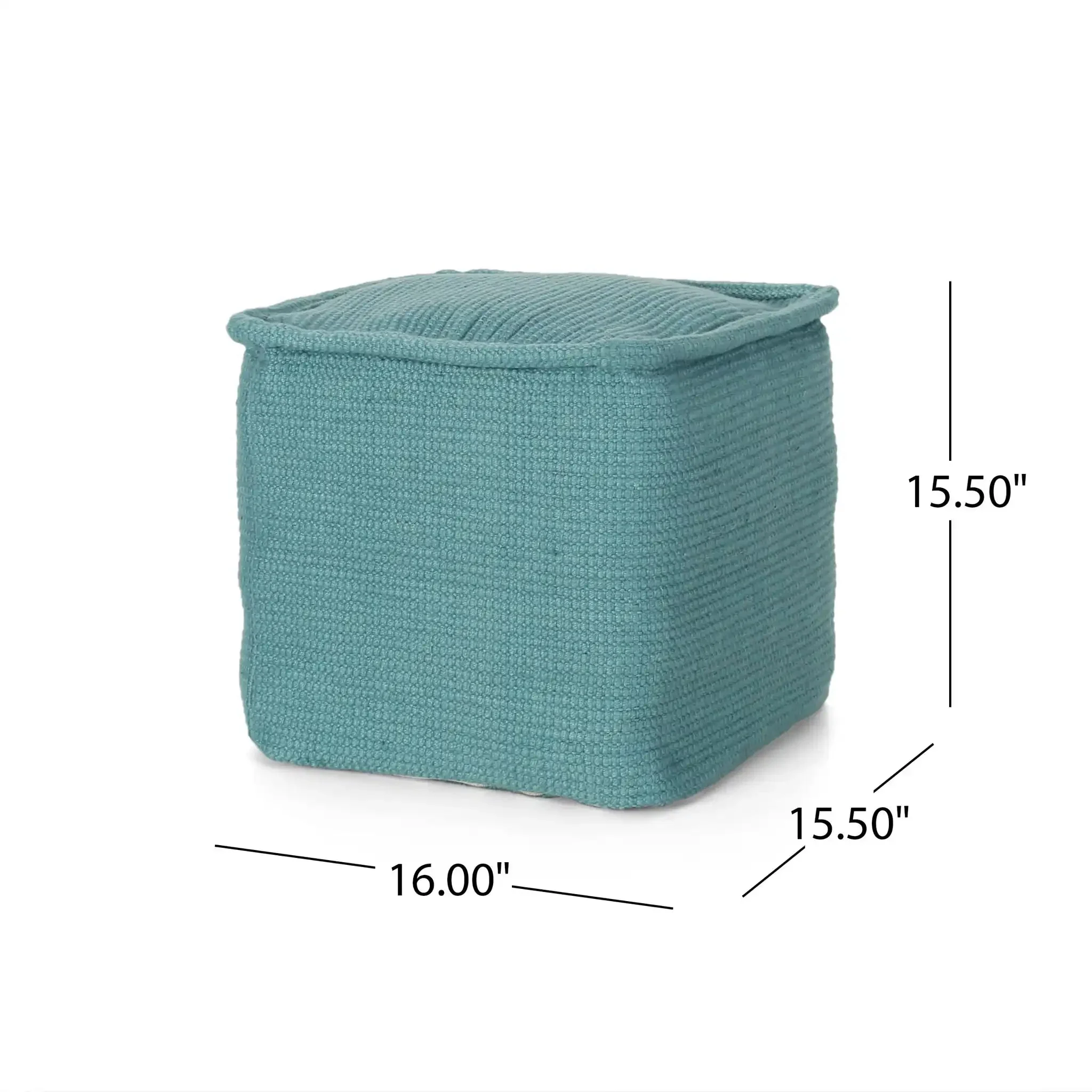 Hansolo Yarn Square Pouf Ottoman Or Floor Cushion - Teal - Image 4