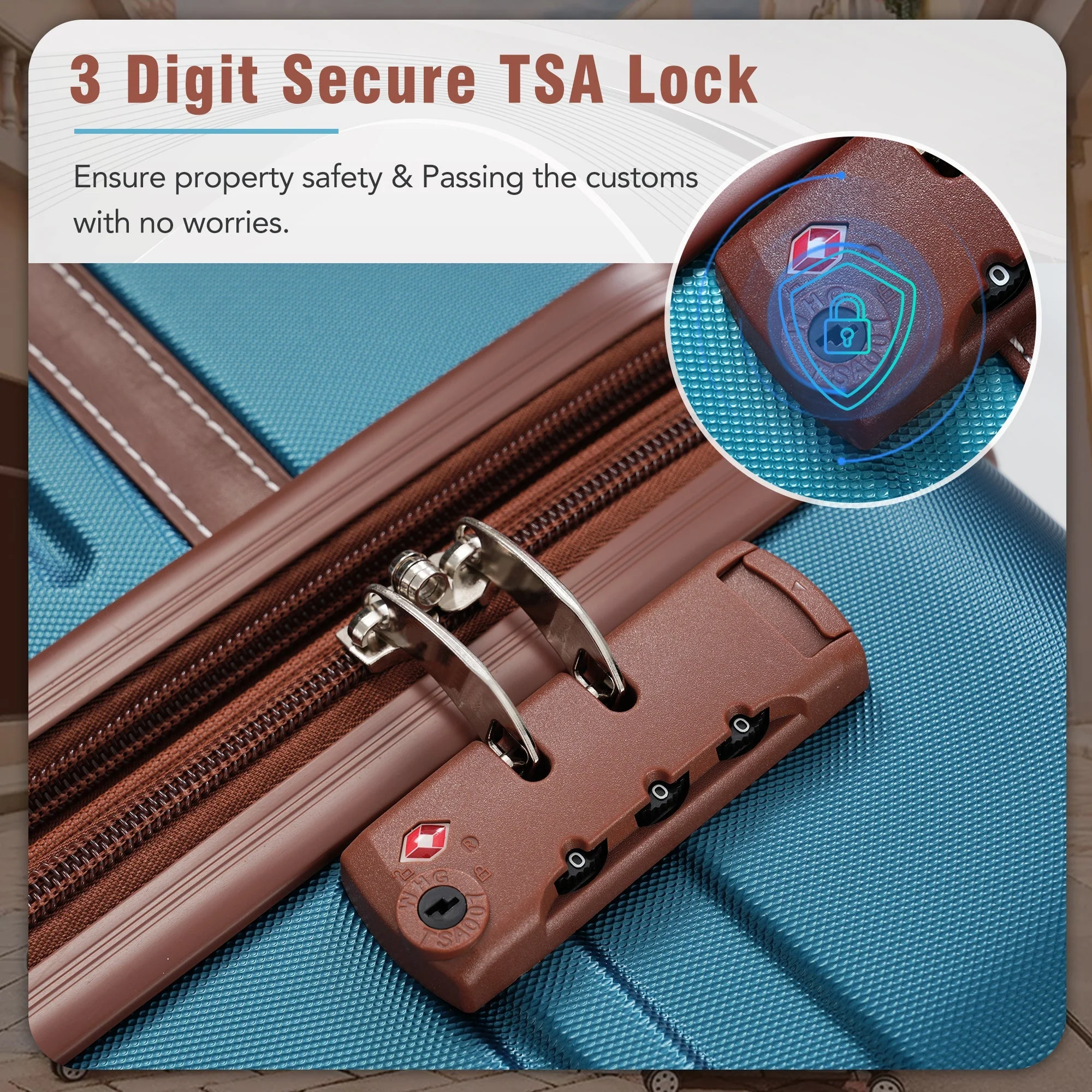 Hardshell 3-Piece Luggage Set with TSA Lock and Spinner Wheels - Image 5