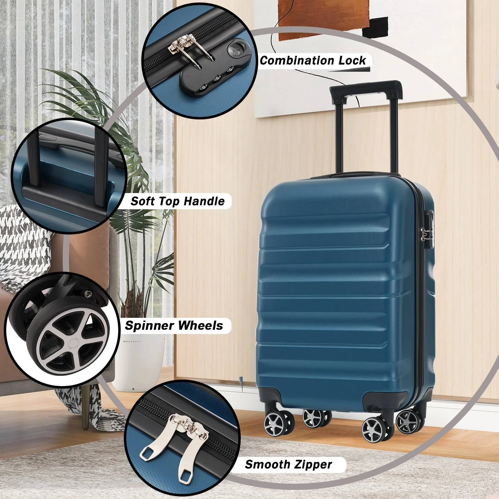 Hardshell ABS Carry-On Luggage Set with Spinner Wheels - Image 10