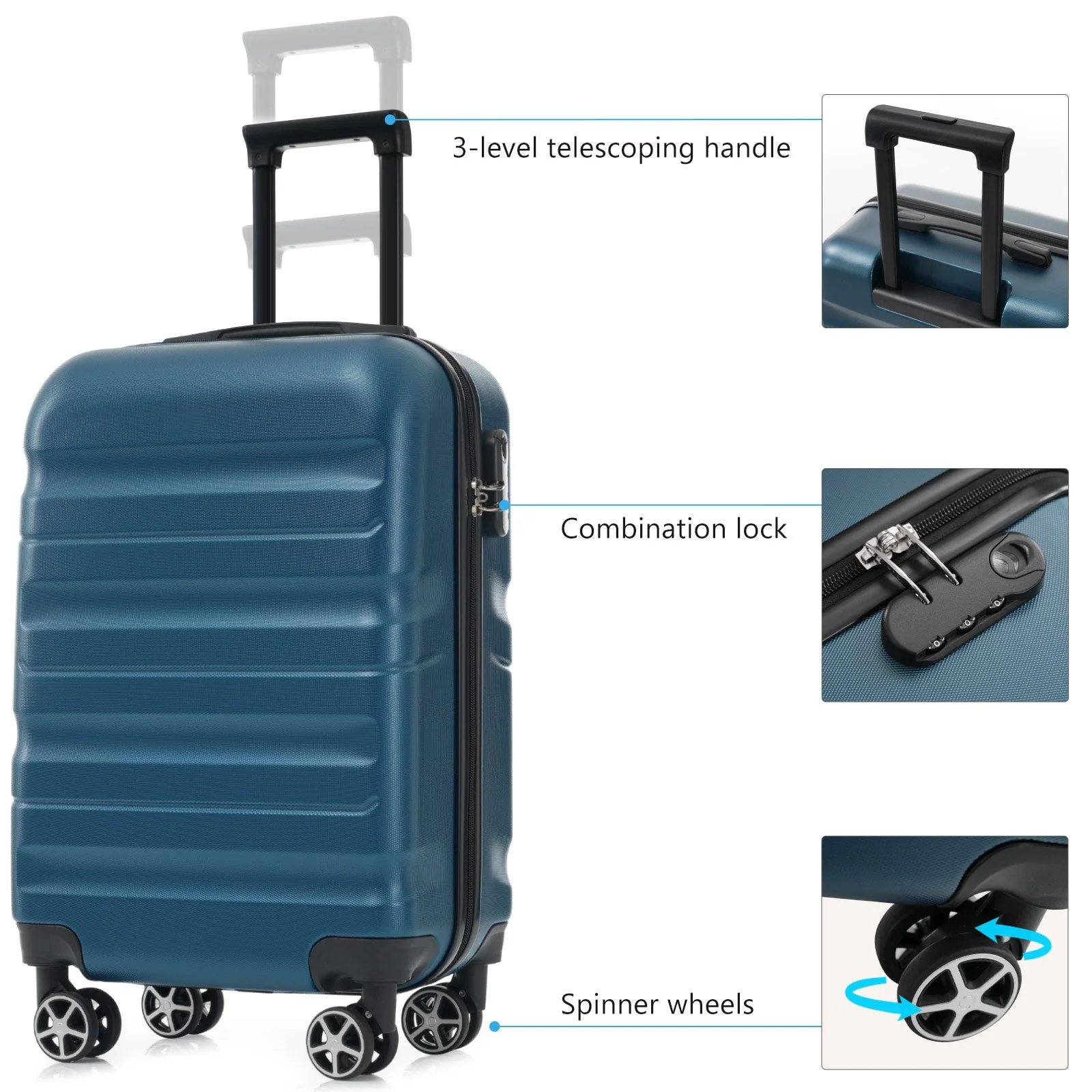 Hardshell ABS Carry-On Luggage Set with Spinner Wheels - Image 8