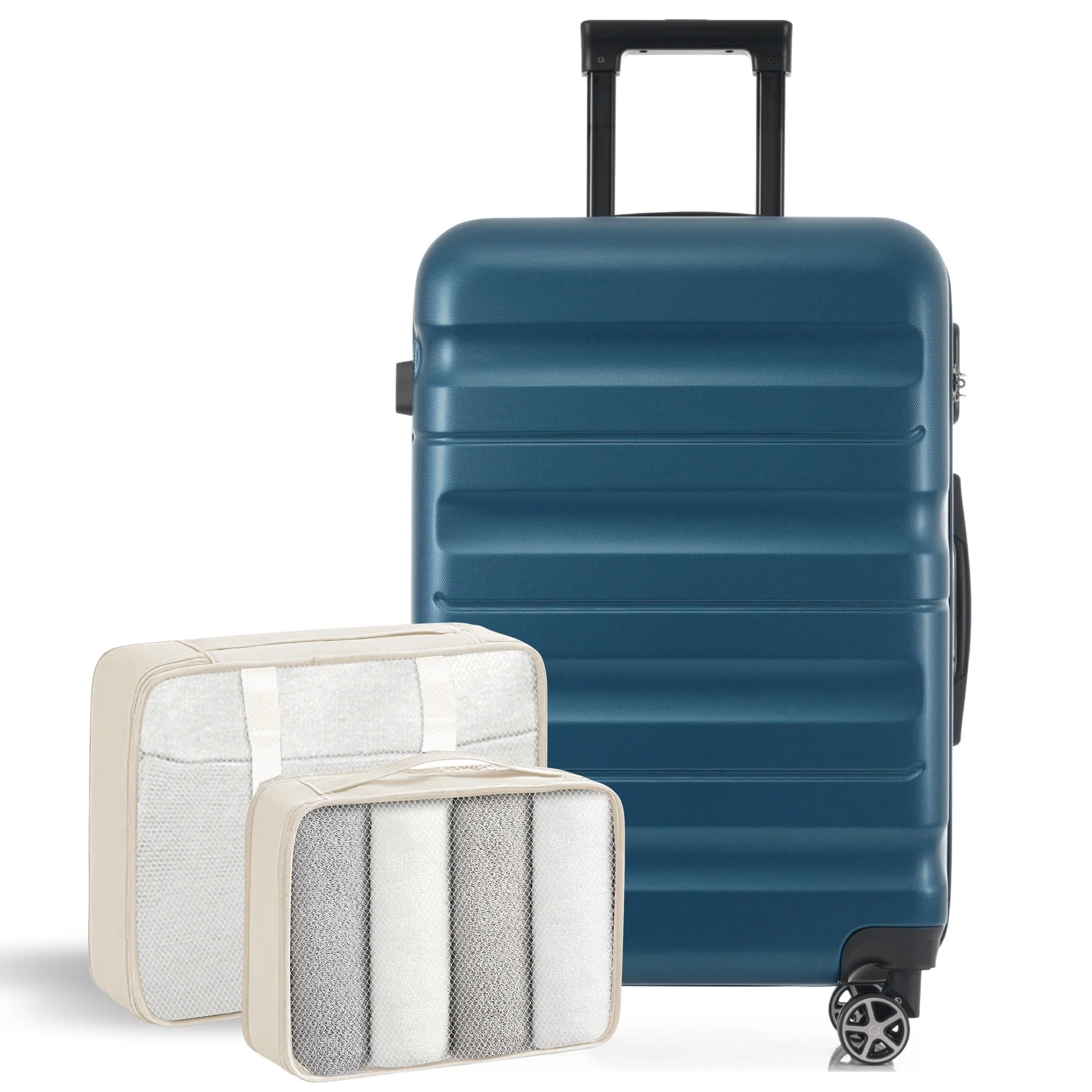 Hardshell ABS Luggage Set 24-Inch Spinner Suitcase with 2 Packing Cubes - Image 2