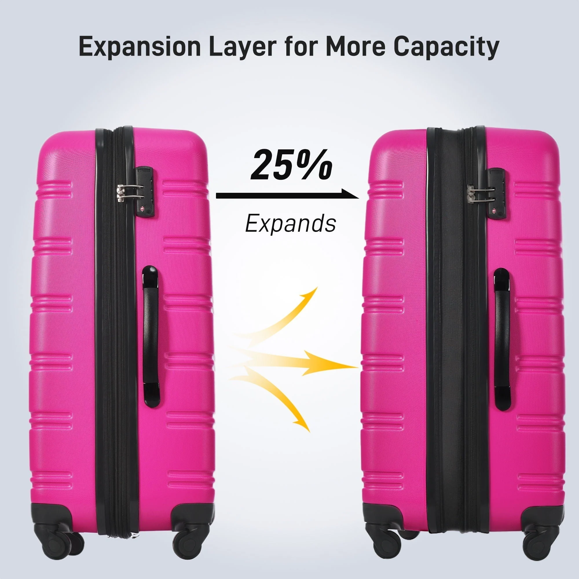 Hardshell Luggage Sets 2 Pieces + Bag Spinner Suitcase With TSA Lock Lightweight 20" / 28" - Pink - Image 6