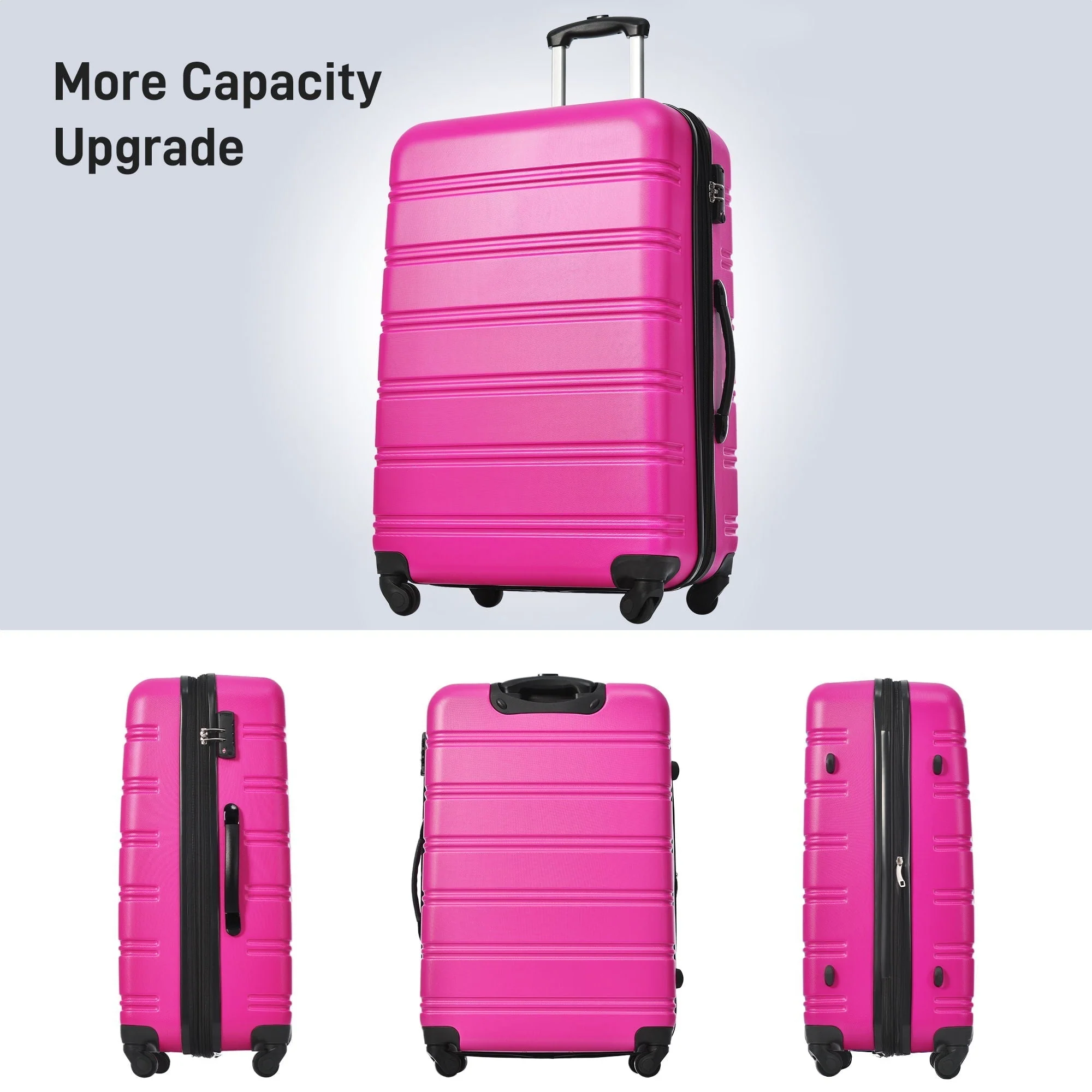 Hardshell Luggage Sets 2 Pieces + Bag Spinner Suitcase With TSA Lock Lightweight - Pink - Image 5