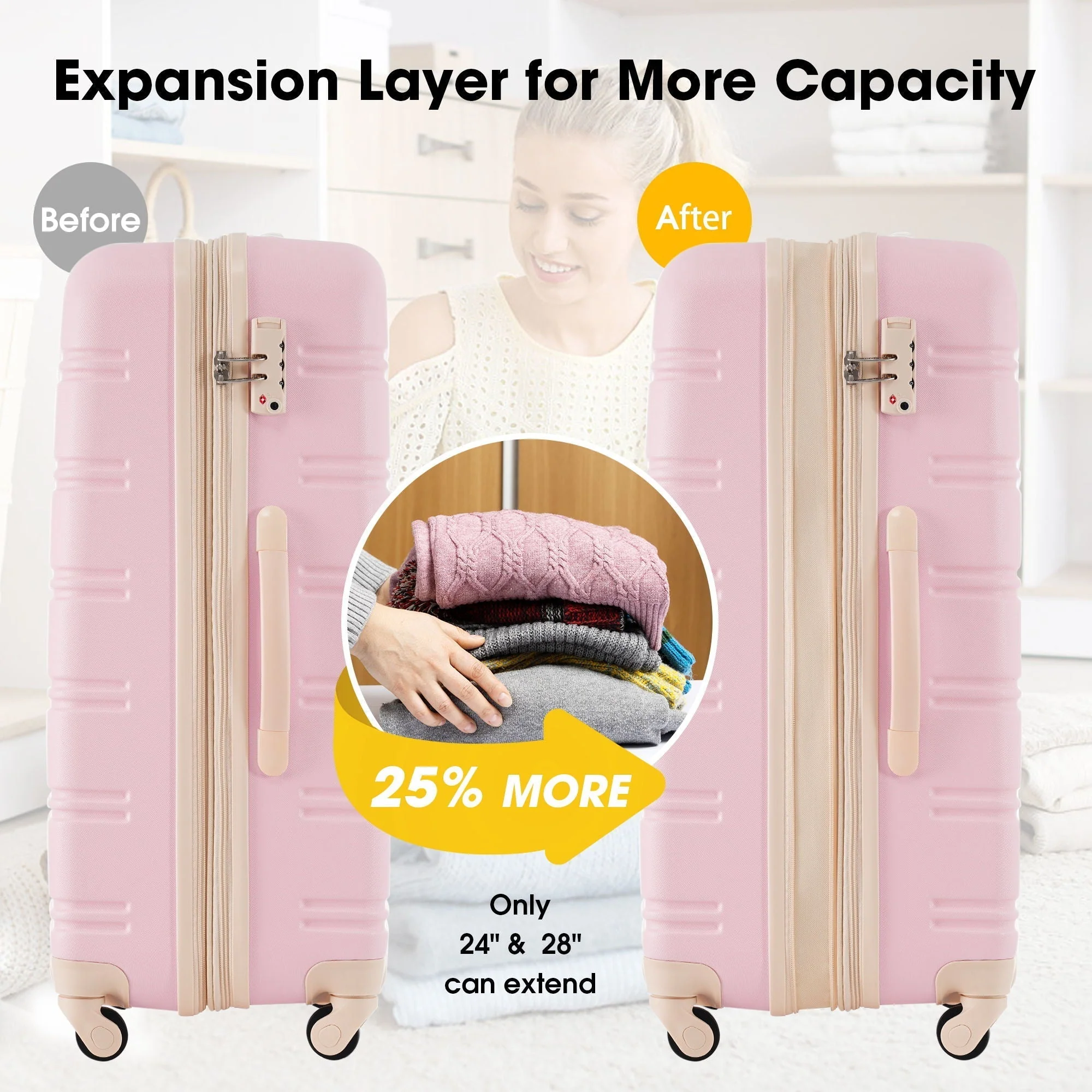 Hardshell Luggage Sets 2 Pieces with Spinner Suitcase and TSA Lock - Image 13