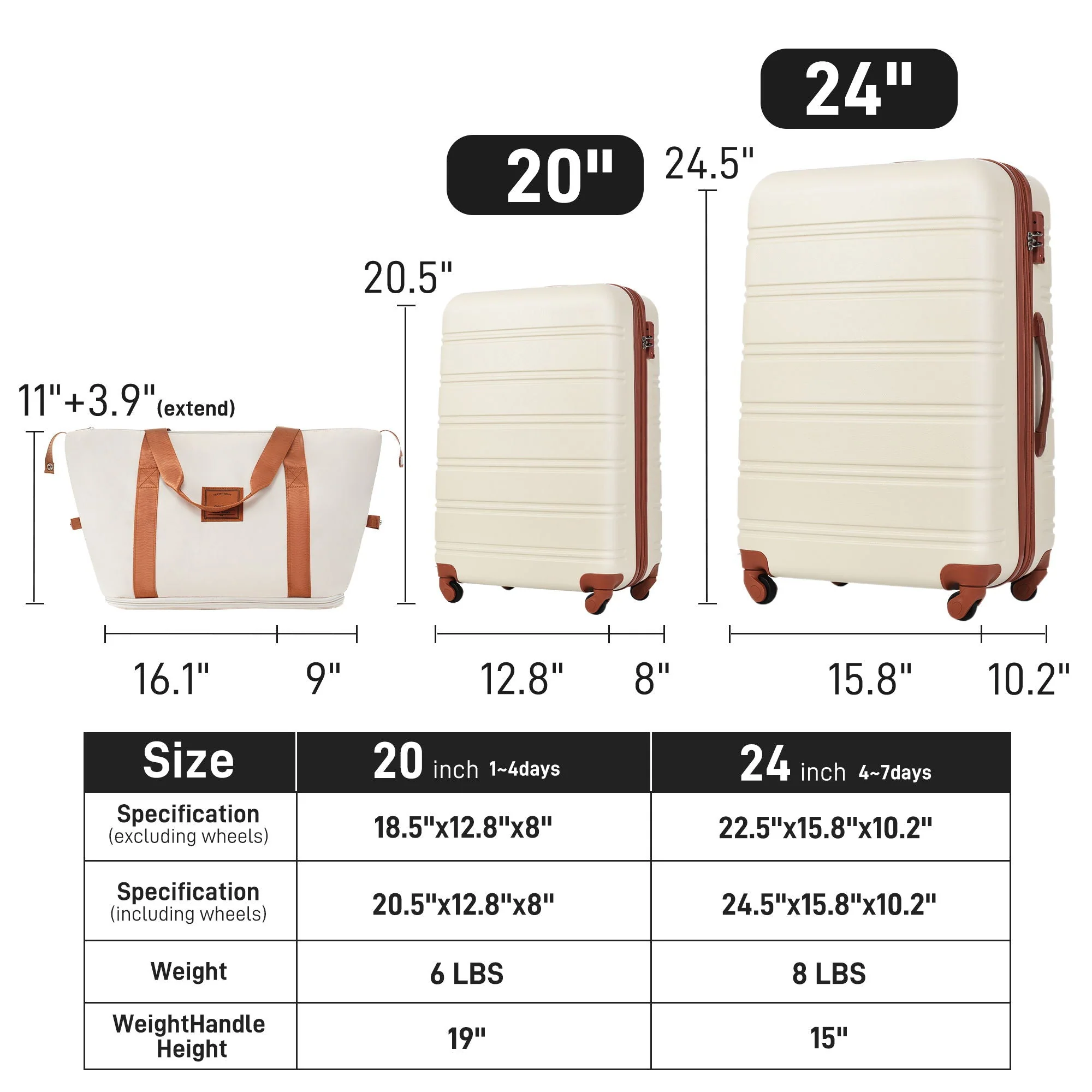 Hardshell Luggage Sets 2 Pieces with Spinner Suitcase and TSA Lock - Image 3