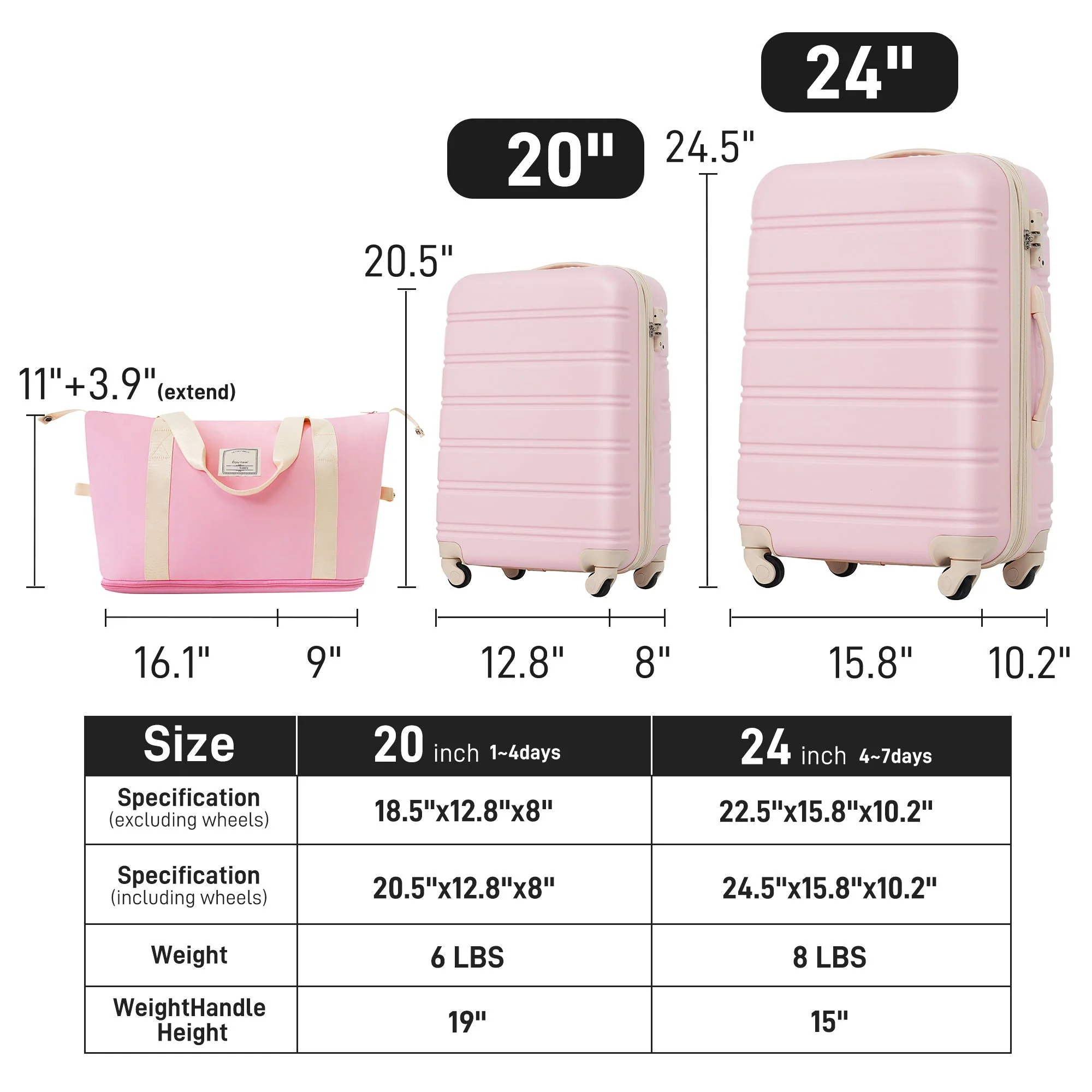 Hardshell Luggage Sets 2 Pieces with Spinner Suitcase and TSA Lock - Image 8
