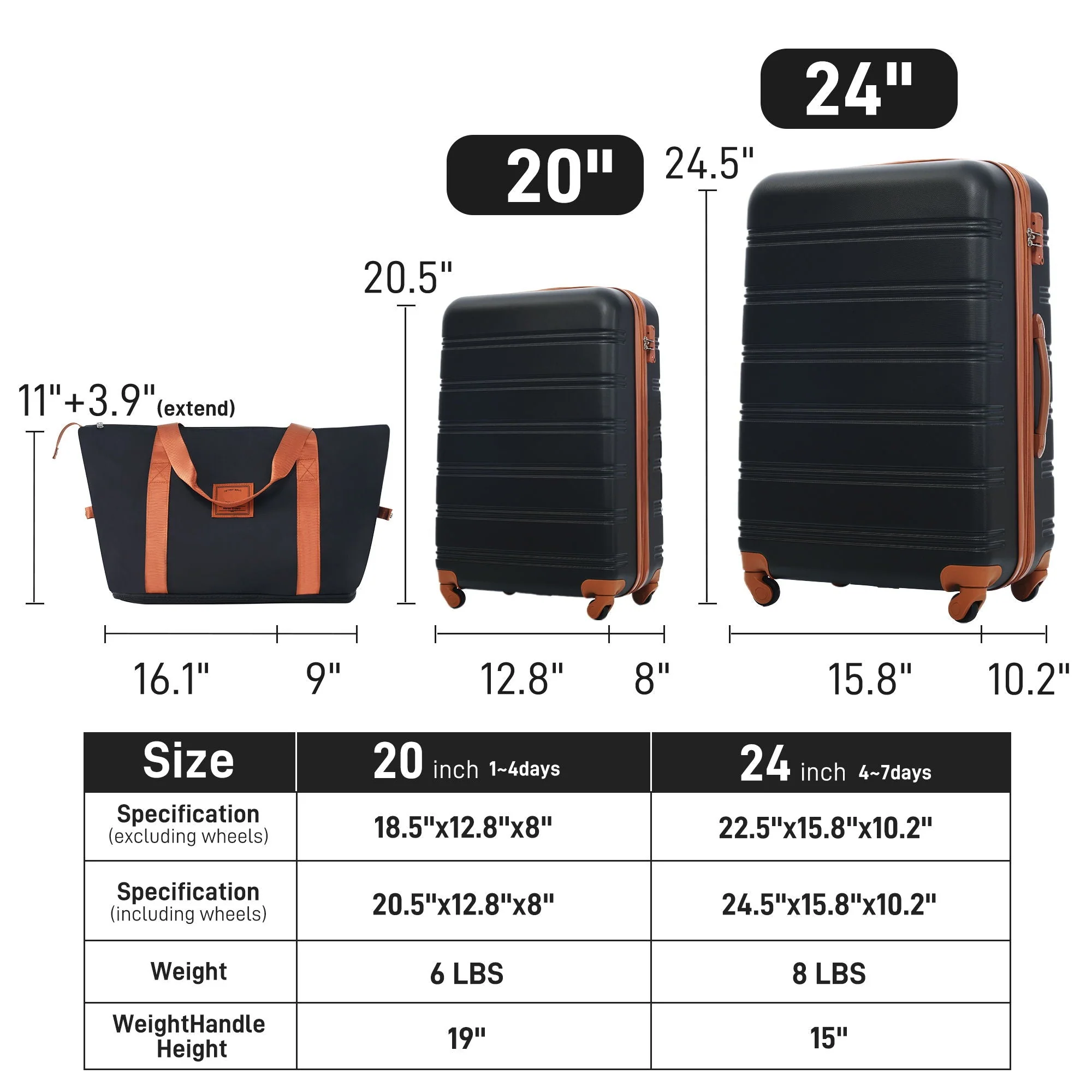 Hardshell Luggage Sets 2 Pieces with Spinner Suitcase and TSA Lock - Image 9