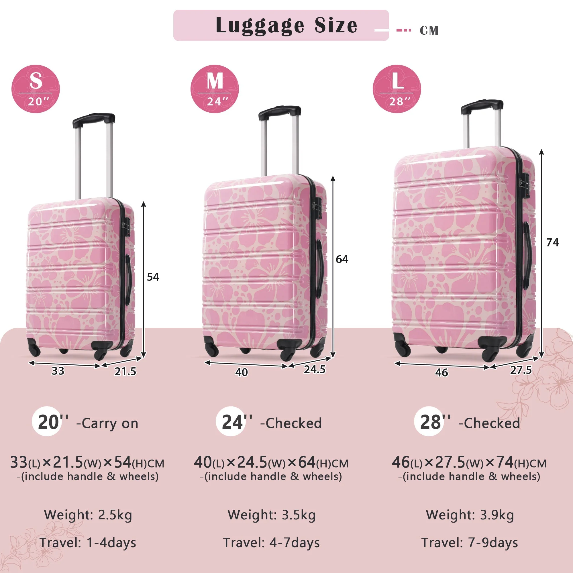 Hardshell Luggage Sets 3 Pcs Spinner Suitcase with TSA Lock - Image 3