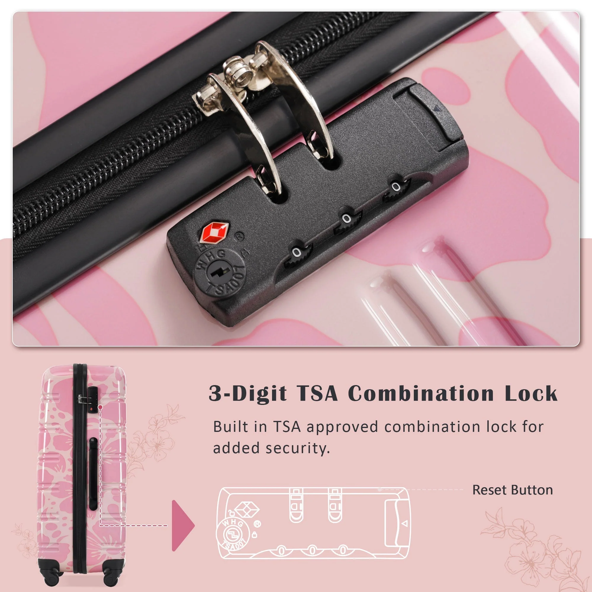 Hardshell Luggage Sets 3 Pcs Spinner Suitcase with TSA Lock - Image 6