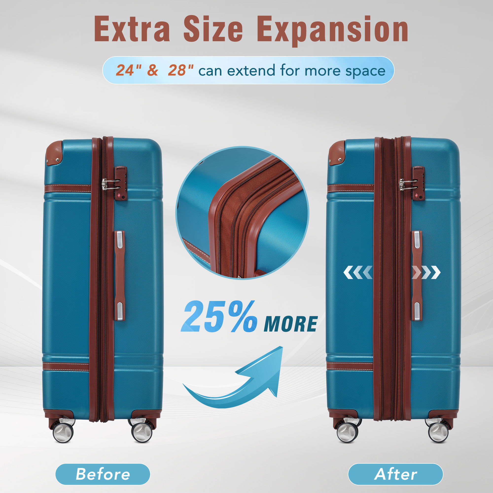 Hardshell Luggage Sets 4 Pieces 20" / 24" / 28" and Cosmetic Case - Image 25