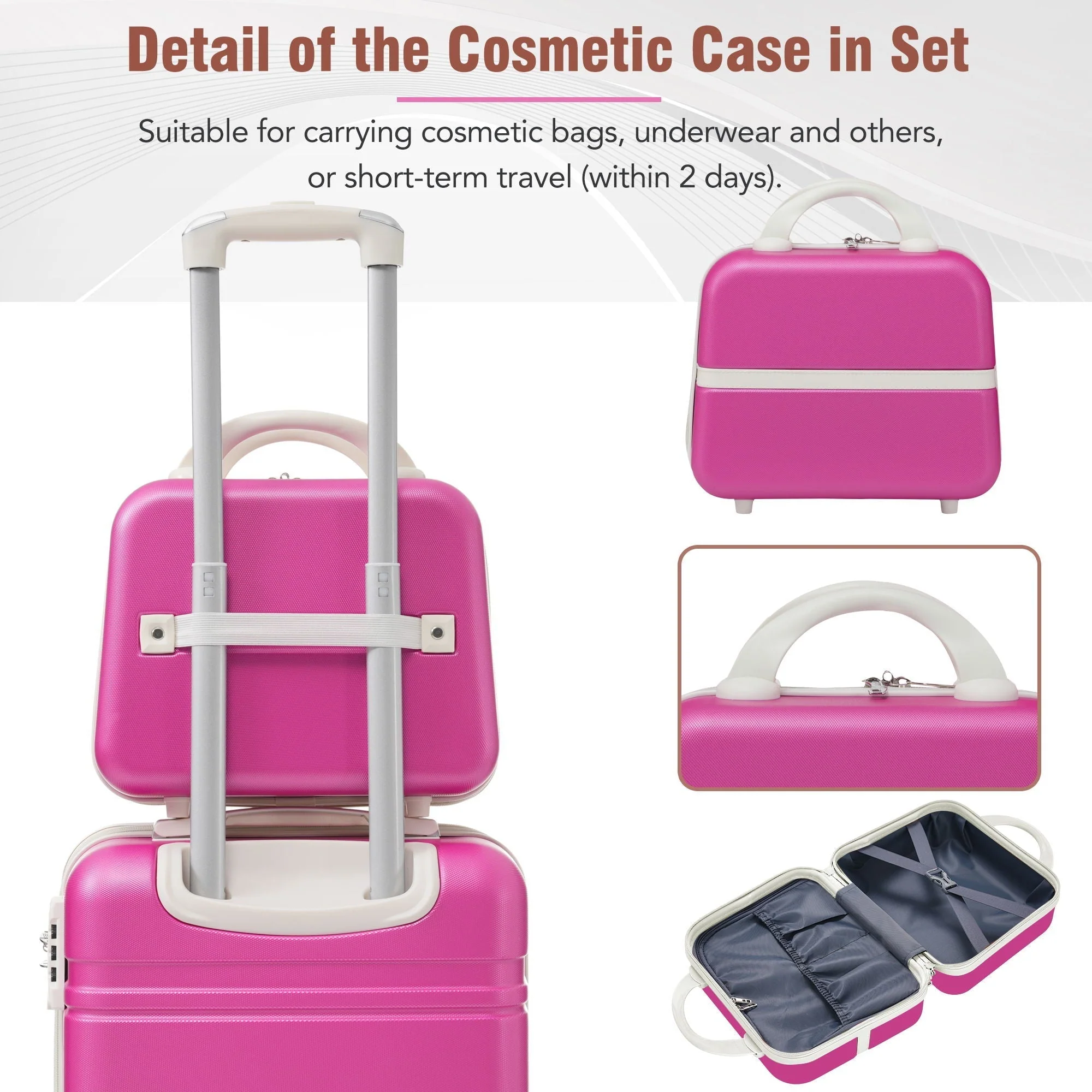 Hardshell Luggage Sets 4 Pieces 20" / 24" / 28" and Cosmetic Case - Image 3