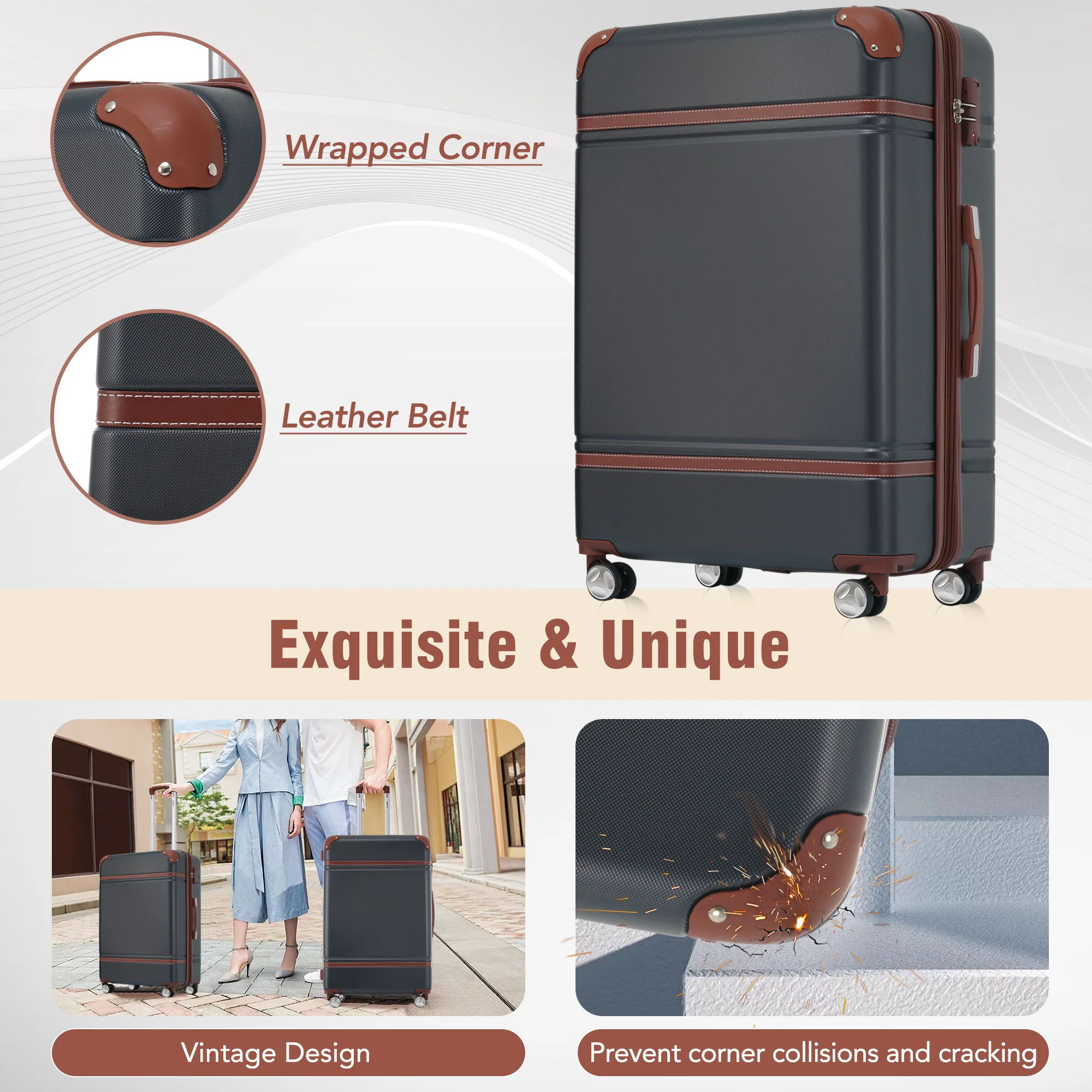 Hardshell Luggage Sets 4 Pieces 20" / 24" / 28" and Cosmetic Case - Image 35