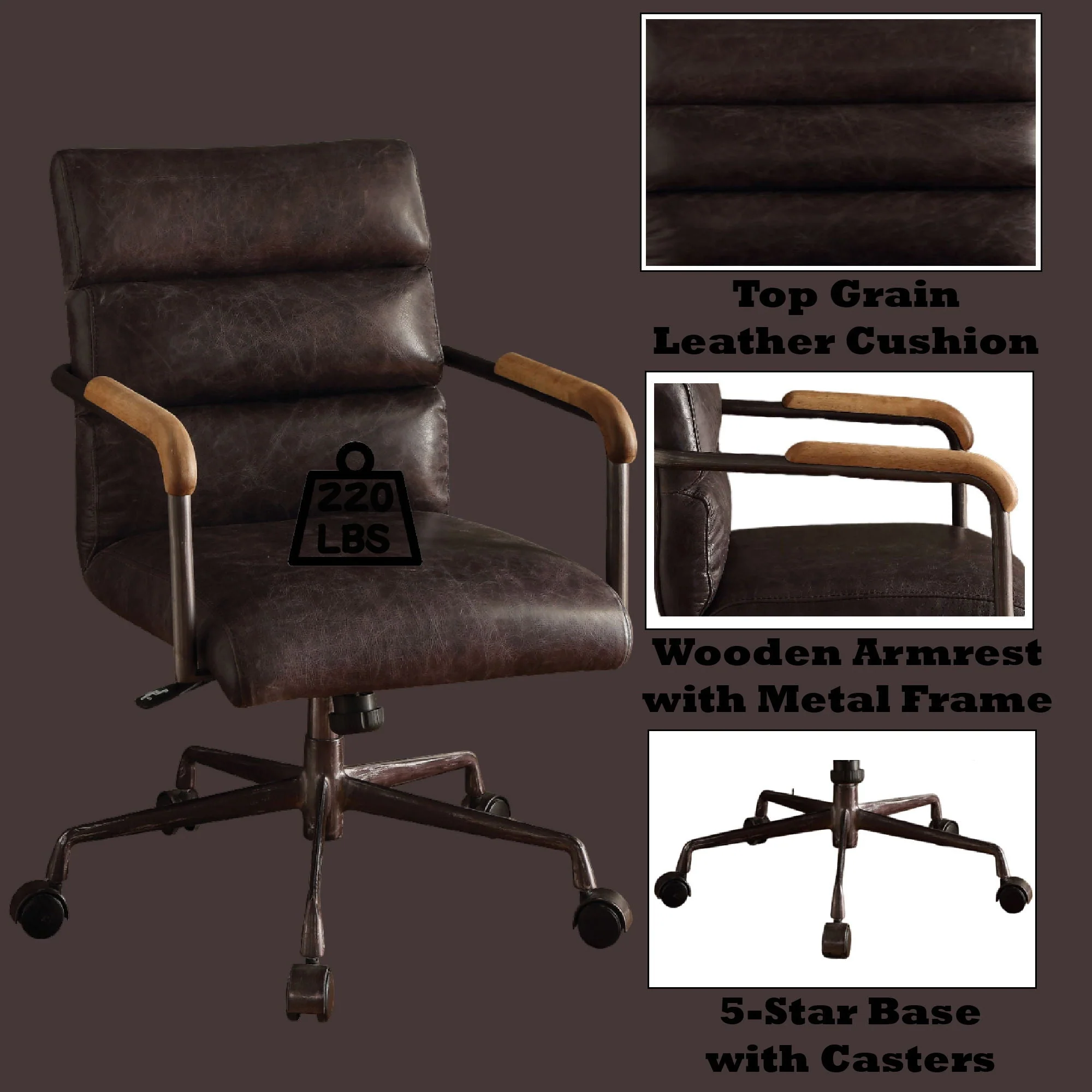 Harith - Retro Top Grain Office Chair - Image 4