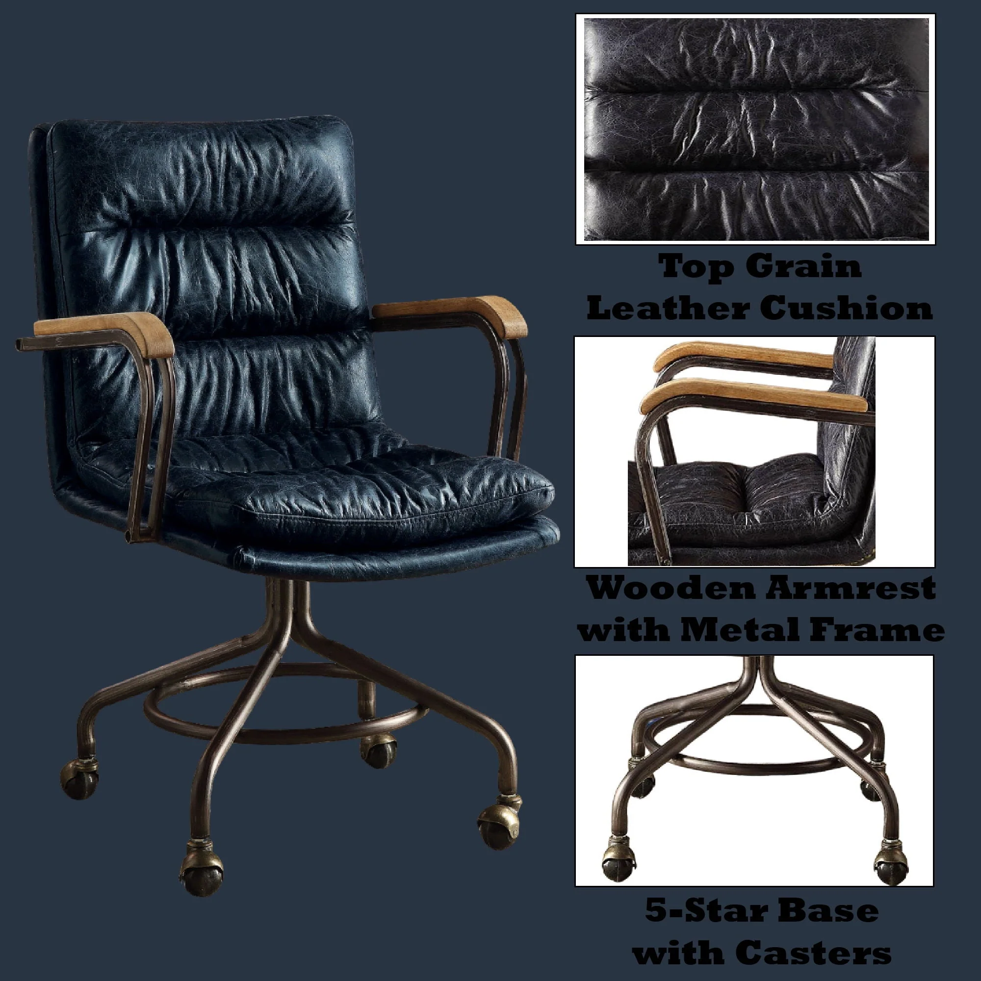 Harith - Retro Top Grain Office Chair - Image 5