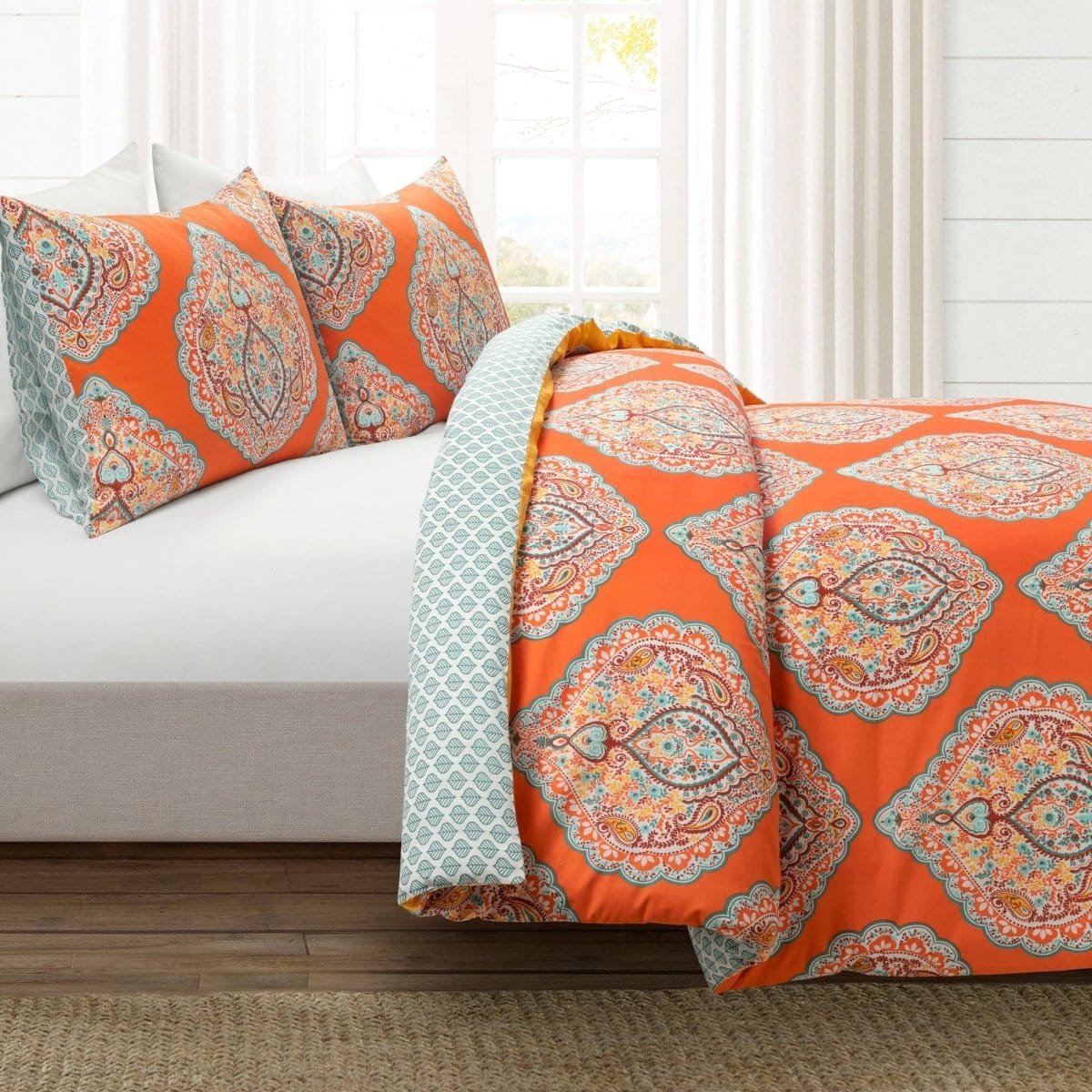 Harley Reversible Cotton Duvet Cover 3 Piece Set - Image 2
