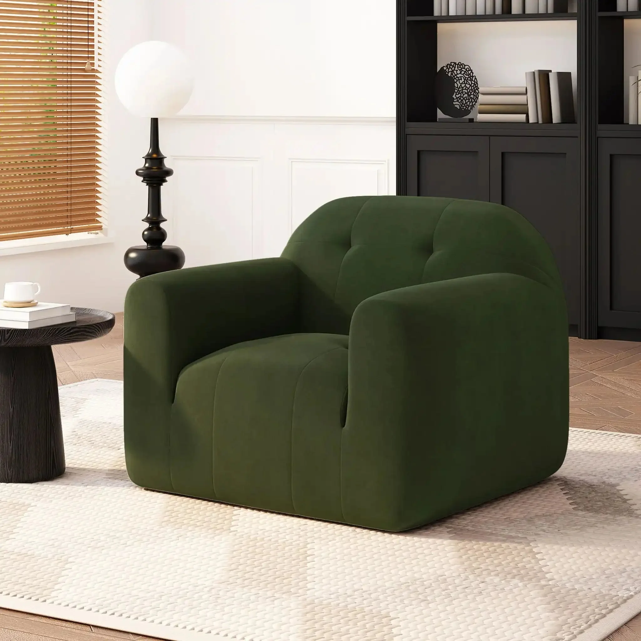 Harmonara - Boucle Upholstered Club Chair With Blind Tufting - Image 3