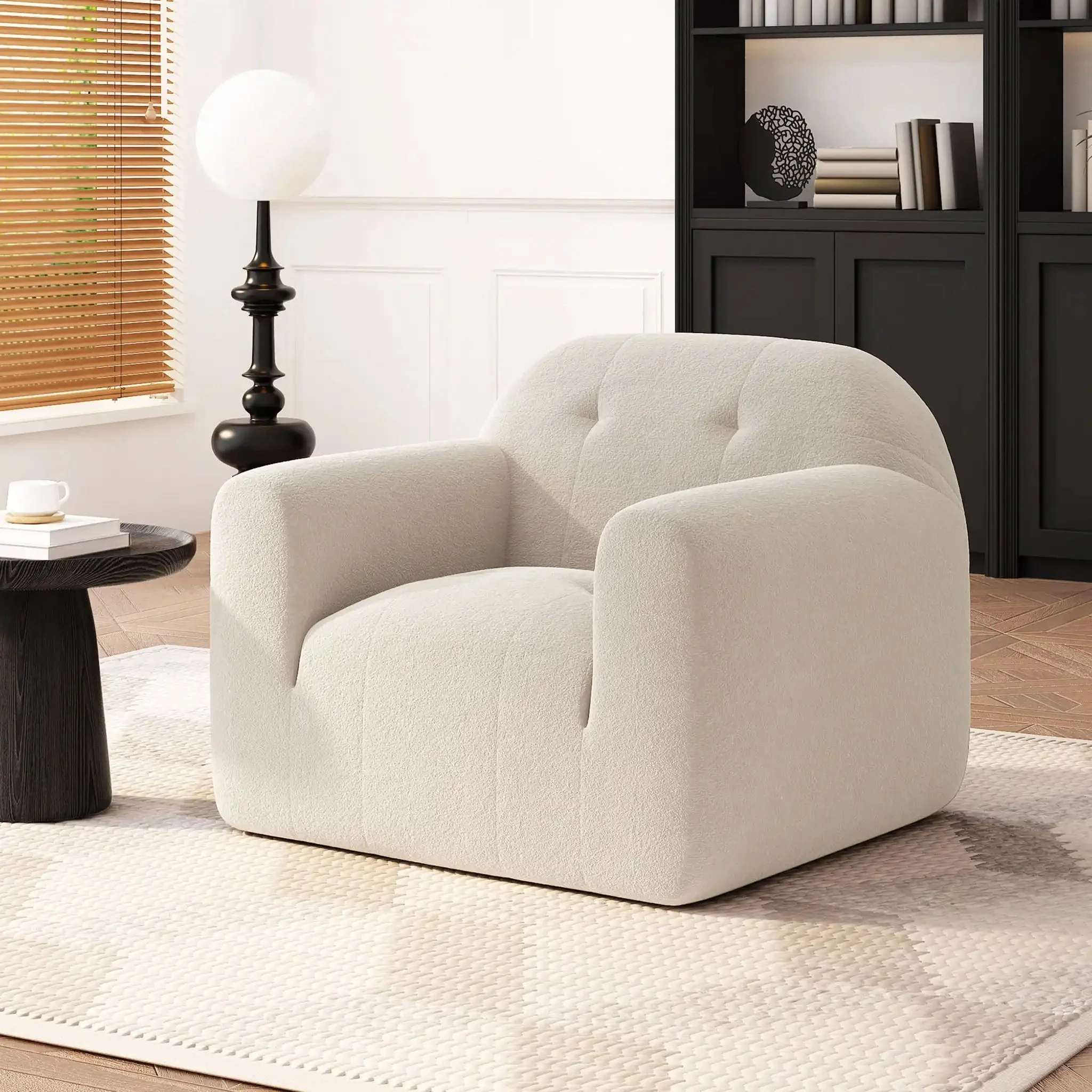 Harmonara - Boucle Upholstered Club Chair With Blind Tufting - Image 7