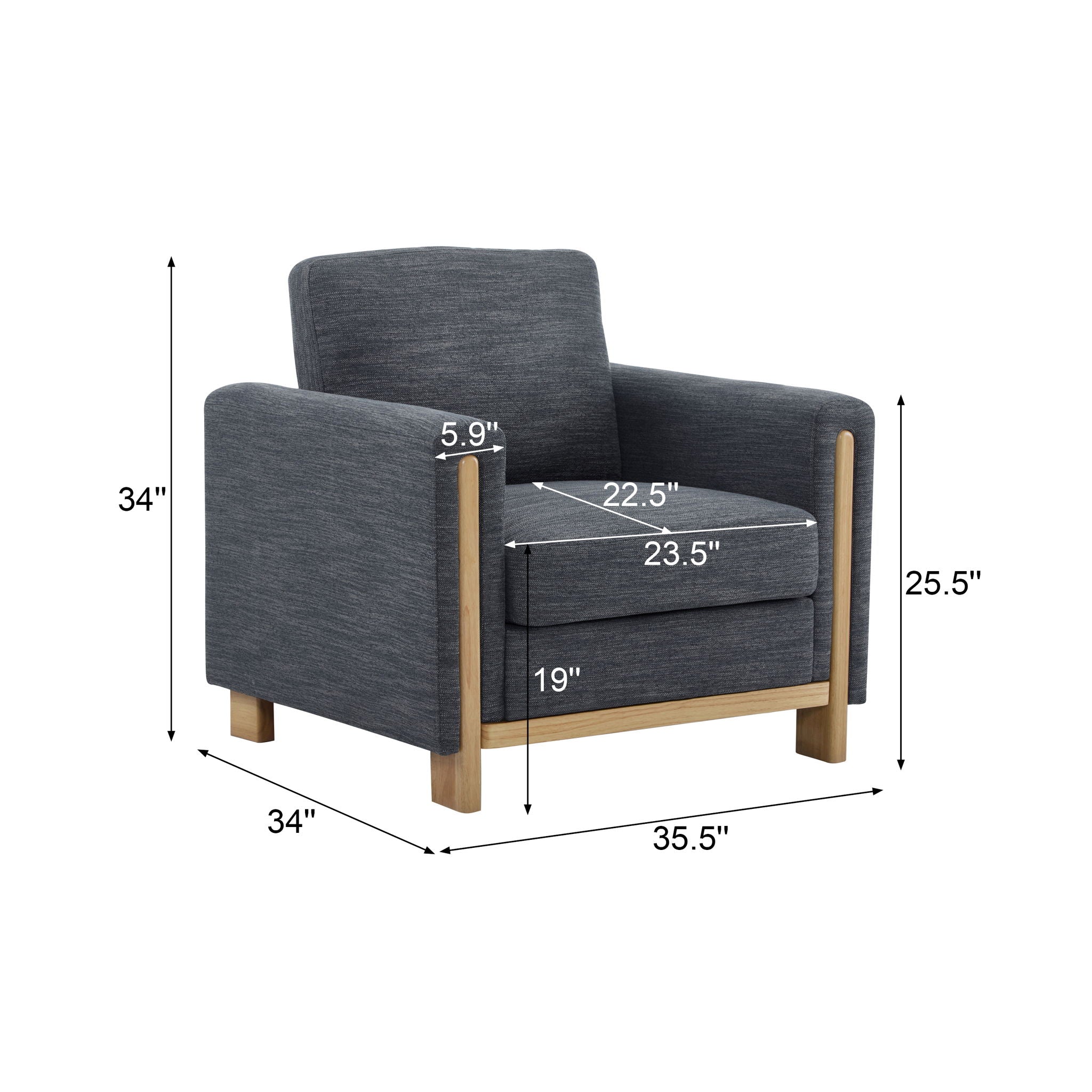 Harmonia - Classic Fabric Upholstered Armchair With Rubber Wood Frame - Image 3