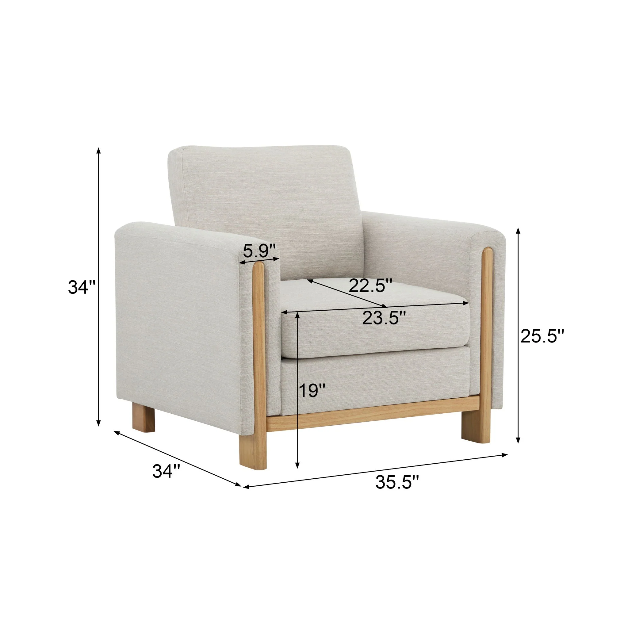 Harmonia - Classic Fabric Upholstered Armchair With Rubber Wood Frame - Image 8