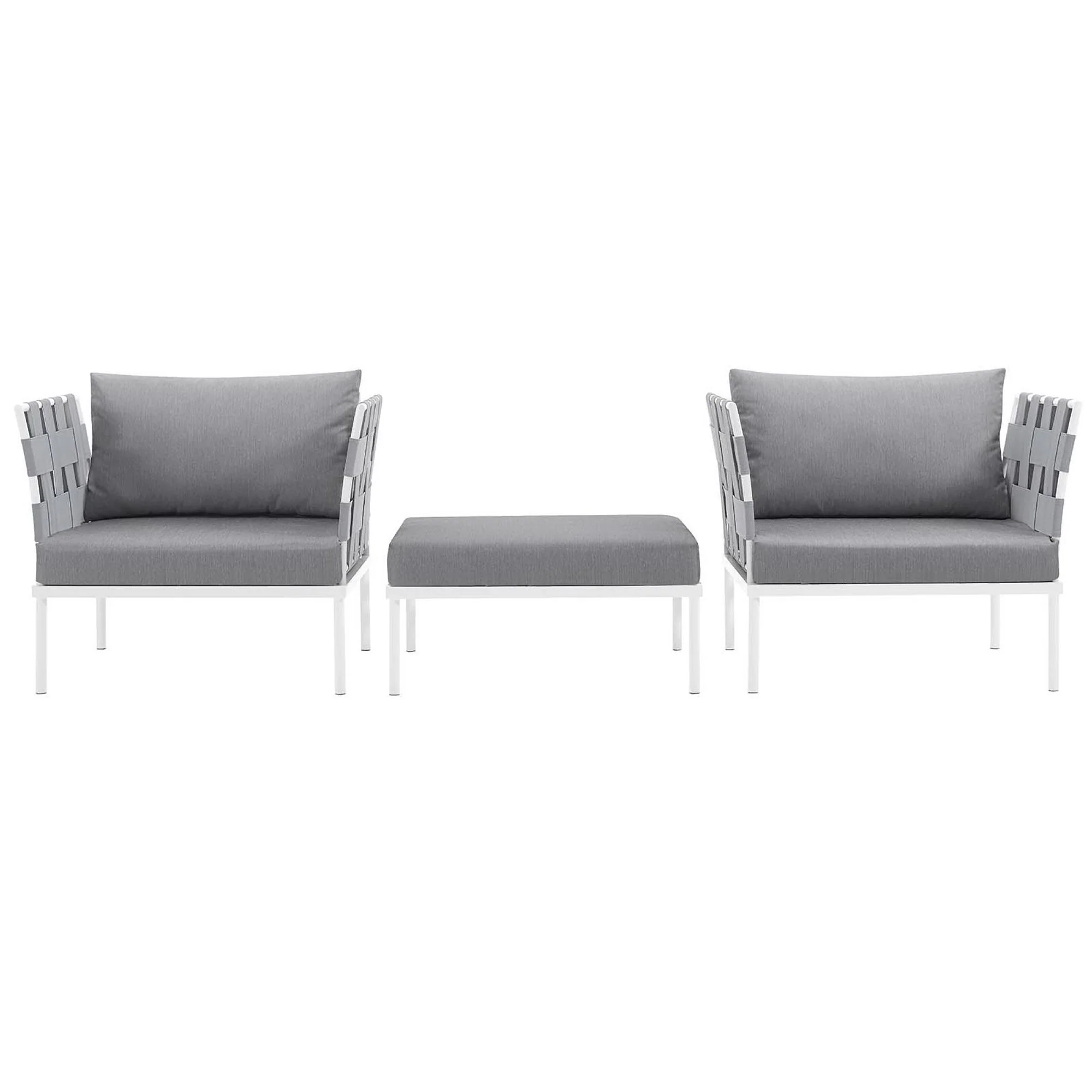 Harmony 3-Piece Outdoor Patio Aluminum Sectional Sofa Set by Modway - Image 5