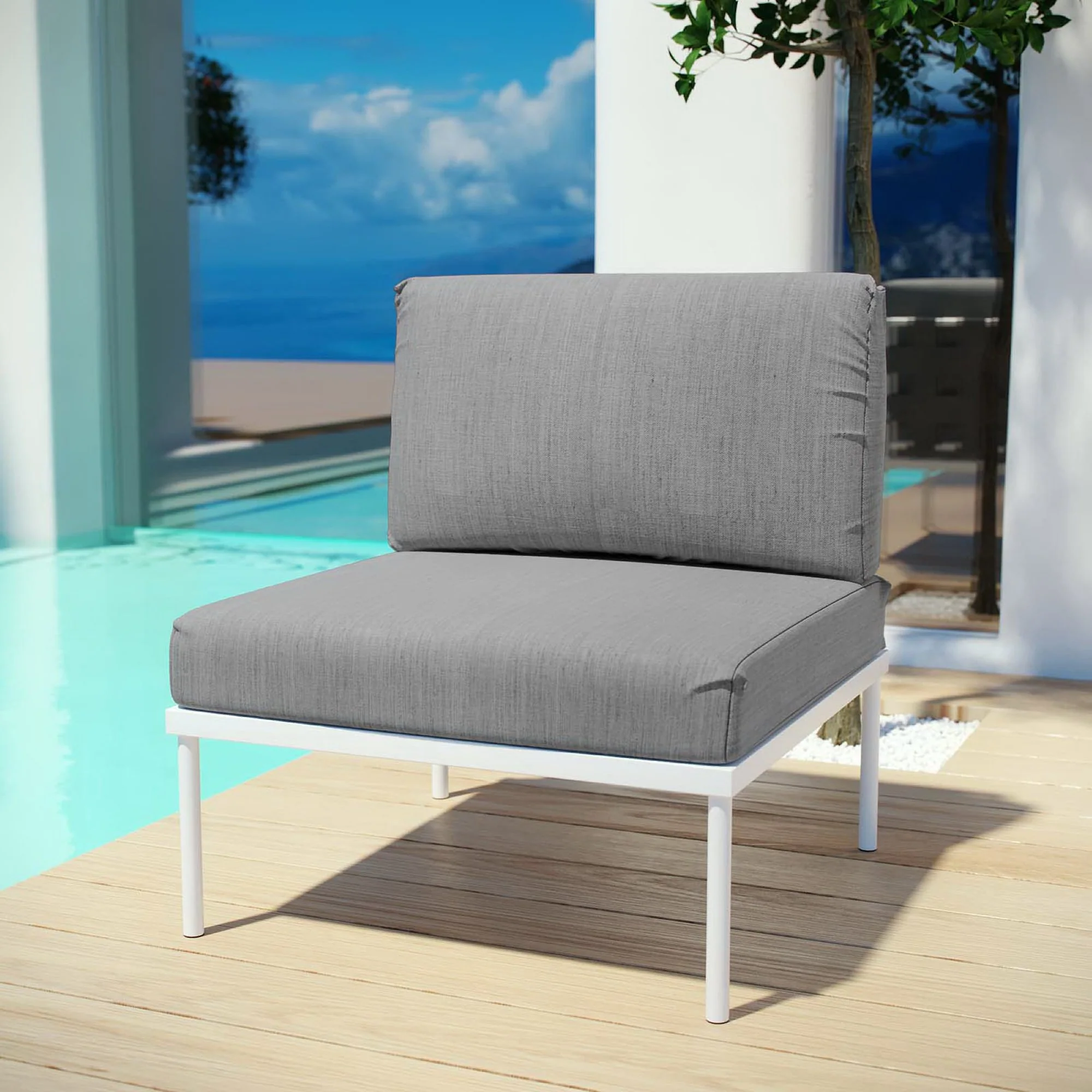 Harmony Armless Outdoor Patio Aluminum Chair by Modway - Image 5