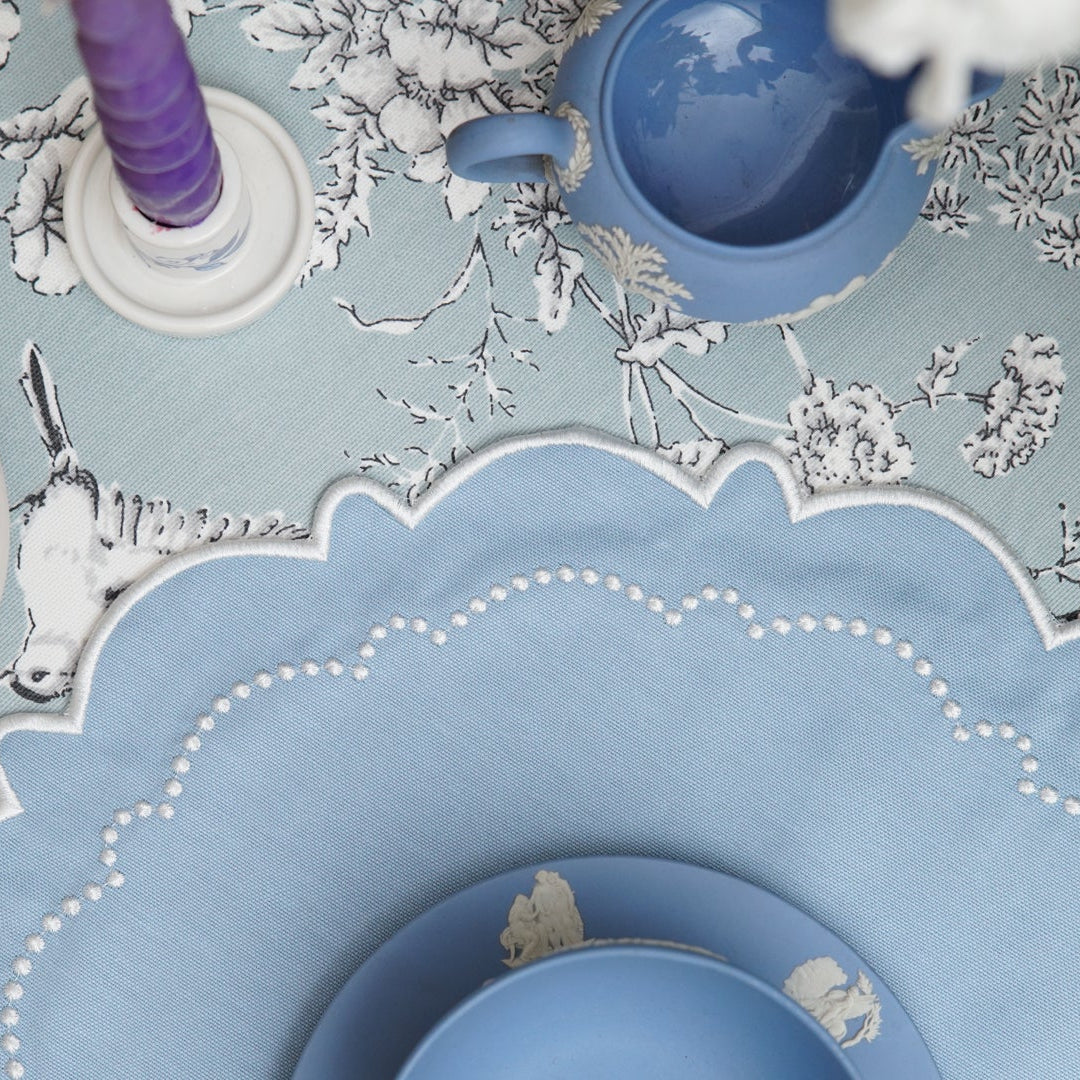 Harmony Blue Round Fabric Placemats - Image 3