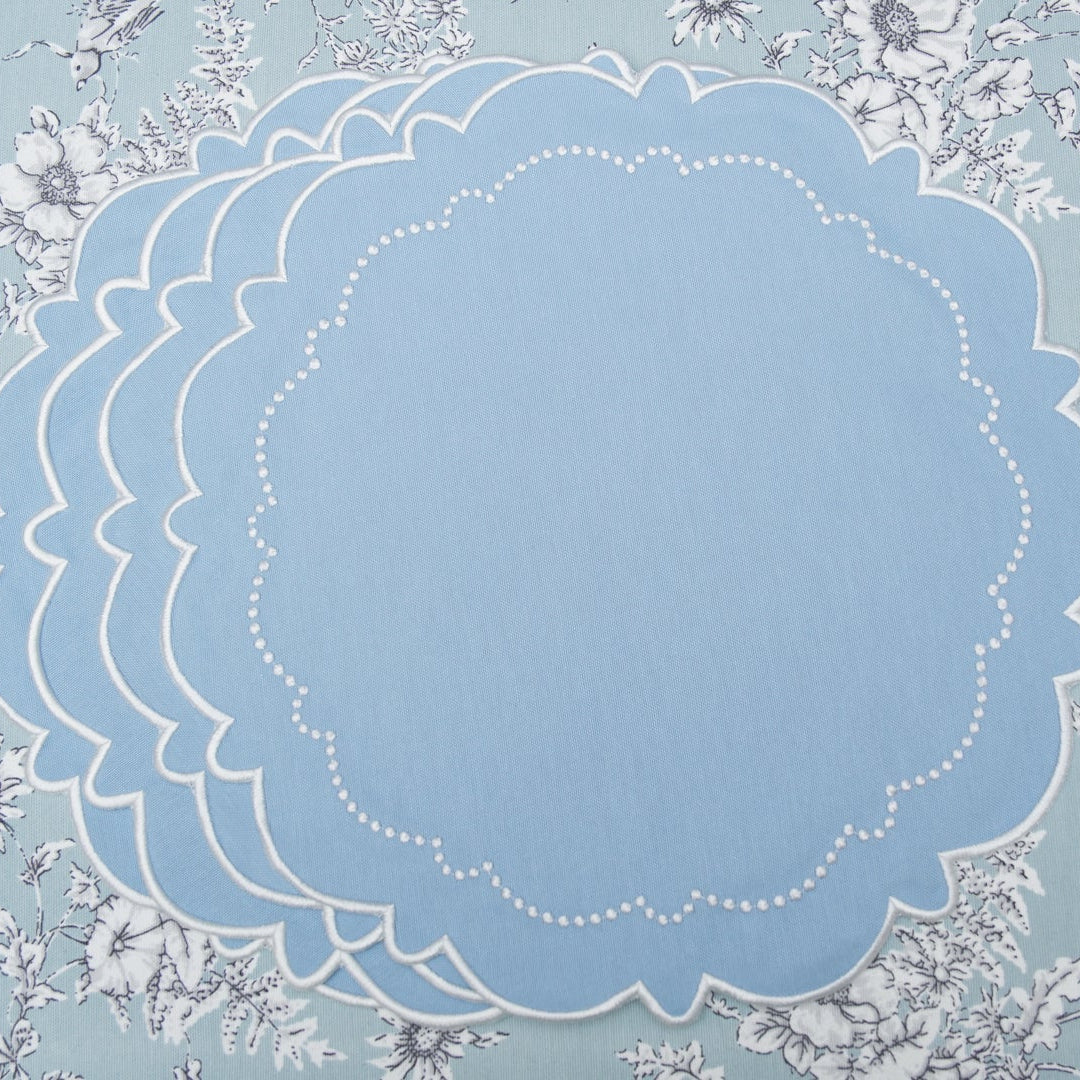 Harmony Blue Round Fabric Placemats - Image 4