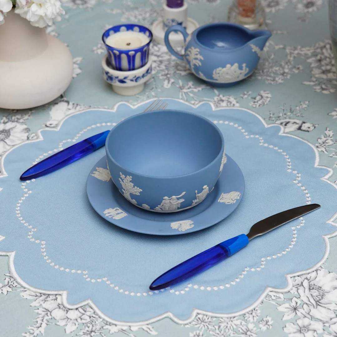 Harmony Blue Round Fabric Placemats - Image 7