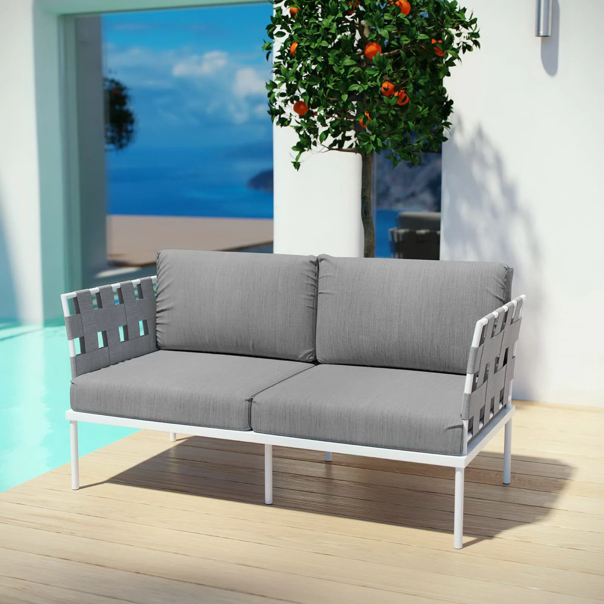 Harmony Outdoor Patio Aluminum Loveseat by Modway - Image 5