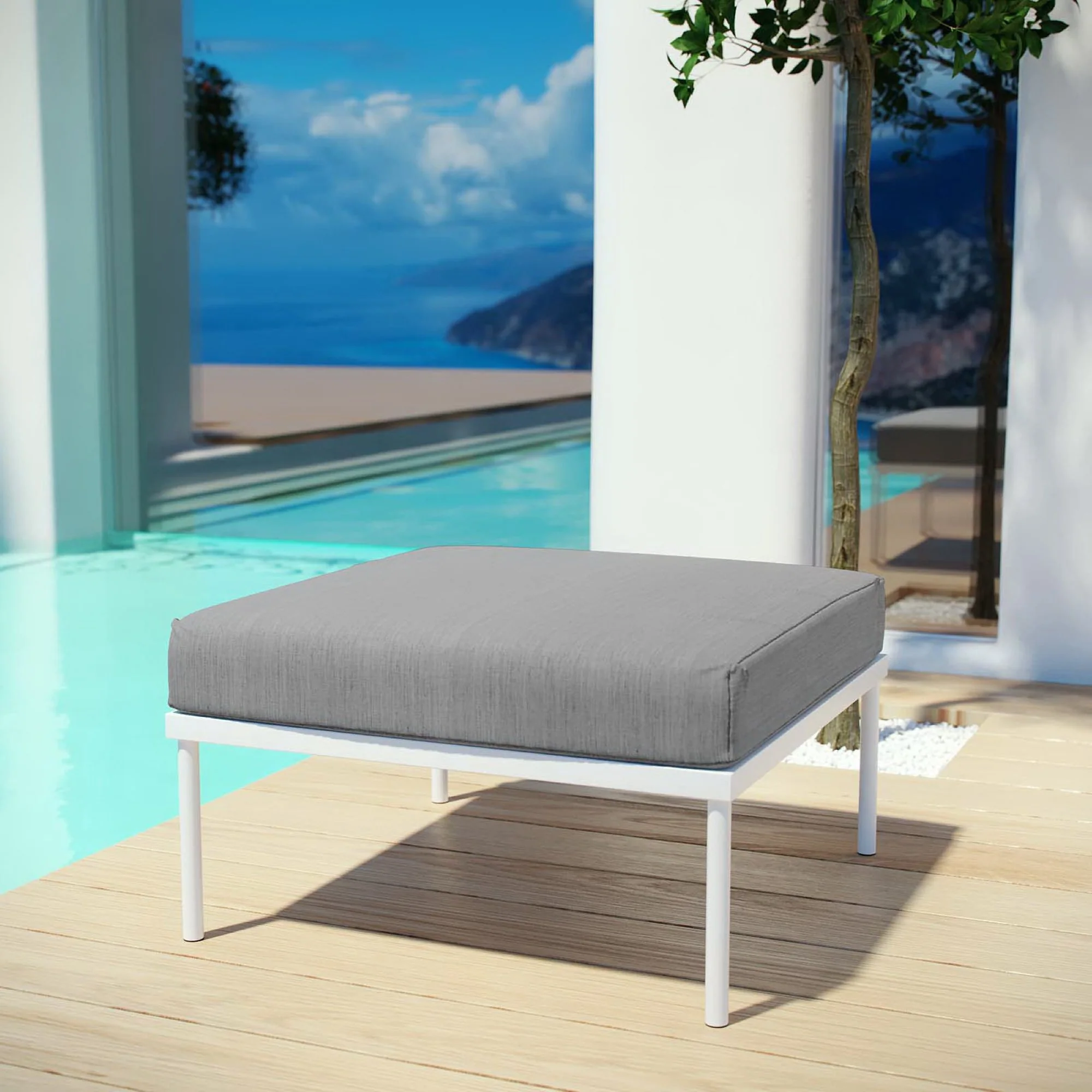Harmony Outdoor Patio Aluminum Ottoman by Modway - Image 4